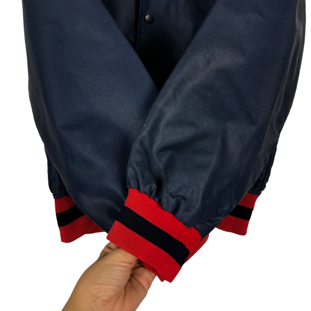 Japanese Brand 🔥Vintage Satin Bomber Jacket Descente Japan Made Big Logo Size US L / EU 52-54 / 3 - 12 Thumbnail