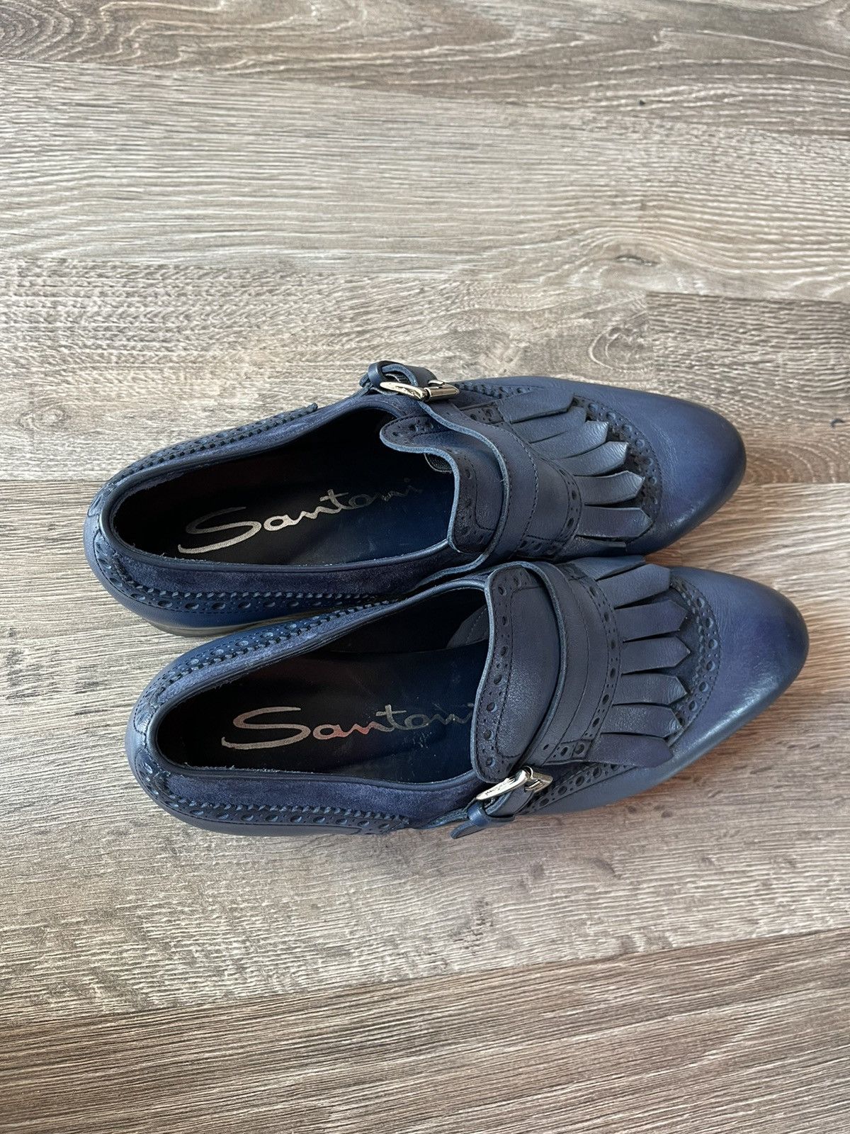 Leather × Santoni Santoni Reflection-Effect Leather Penny Loafers MadelnItaly Size US 8 / IT 38 - 9 Thumbnail