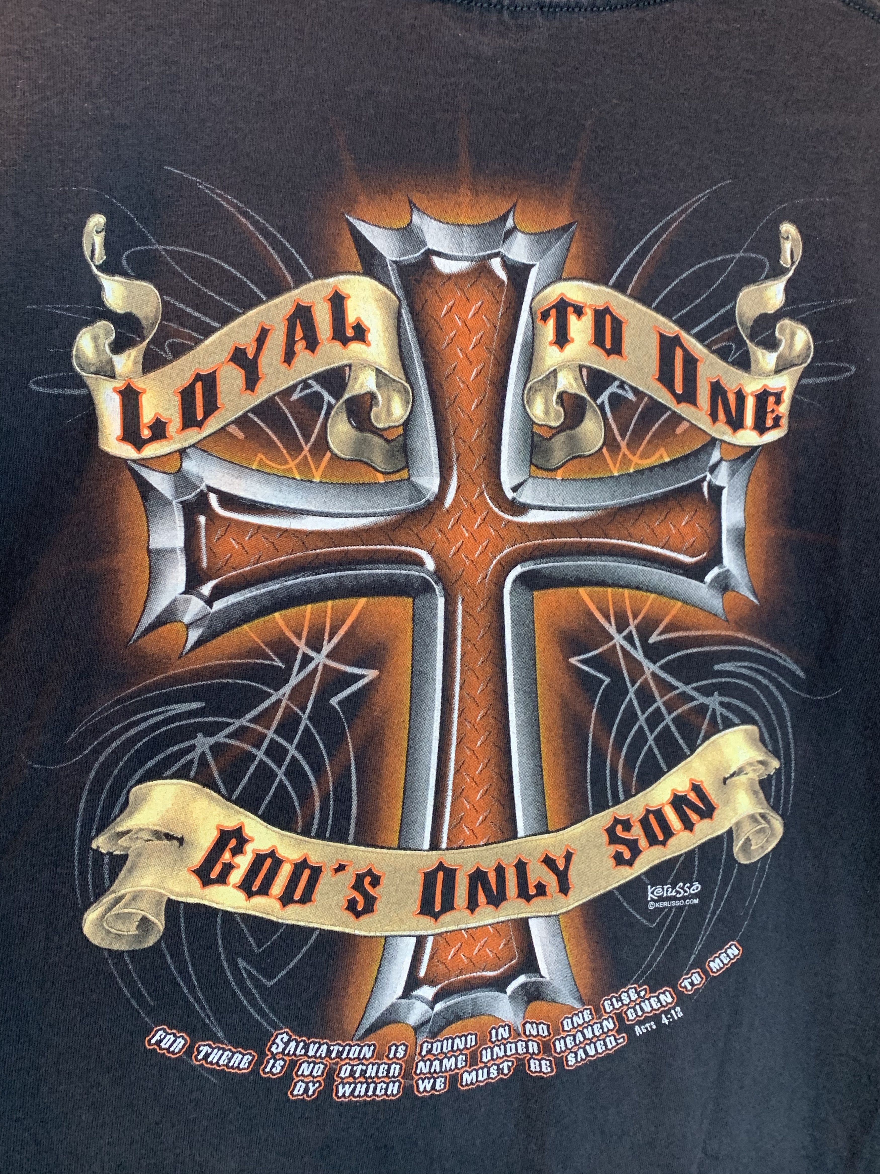 Vintage RARE Vintage Jesus Christ Biker Loyal To One Gods Son Shirt Size US XXL / EU 58 / 5 - 4 Thumbnail