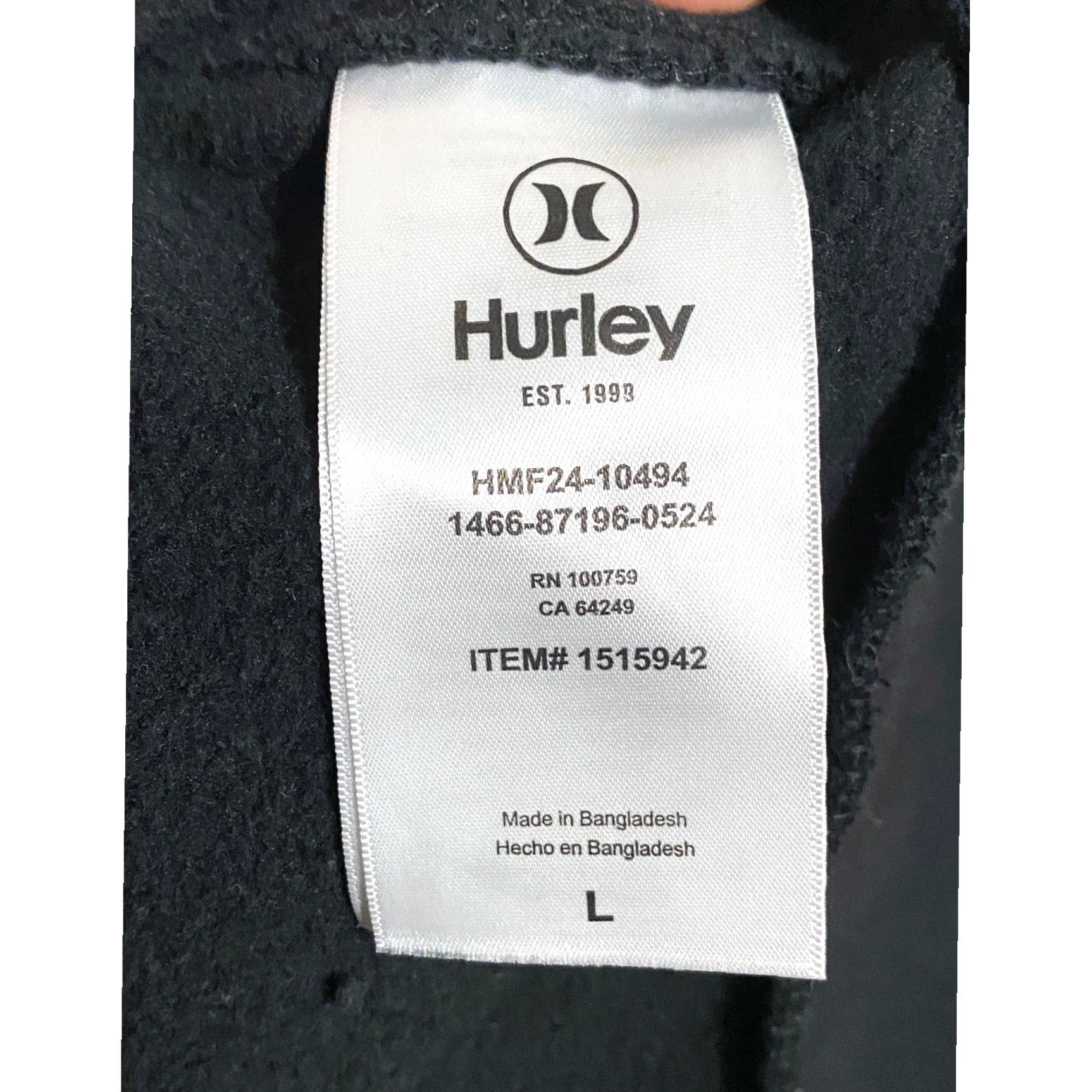 Hurley Hurley Hoodie Sweatshirt Pullover Graphic Print Mens L Black Crew Neck Fleece Cotton Polyester Size US L / EU 52-54 / 3 - 7 Thumbnail