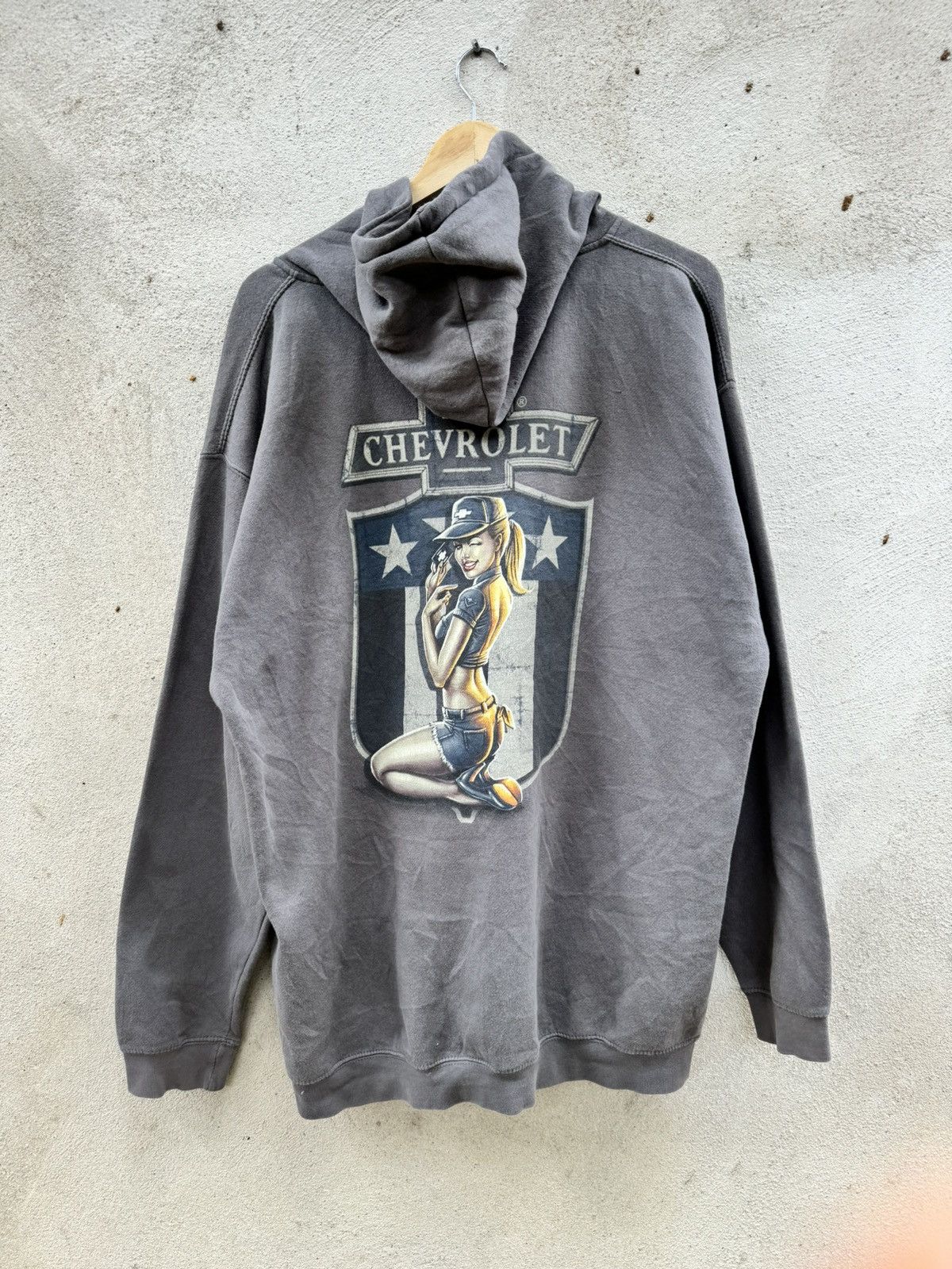 image of Chevrolet Racing Hoodie Sweater in Grey, Men's (Size XL)
