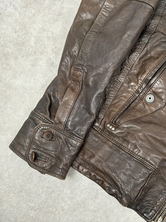 Diesel 2000s Diesel Brown Avant-Garde Multi-Pocket Leather Jacket Size US L / EU 52-54 / 3 - 9 Thumbnail