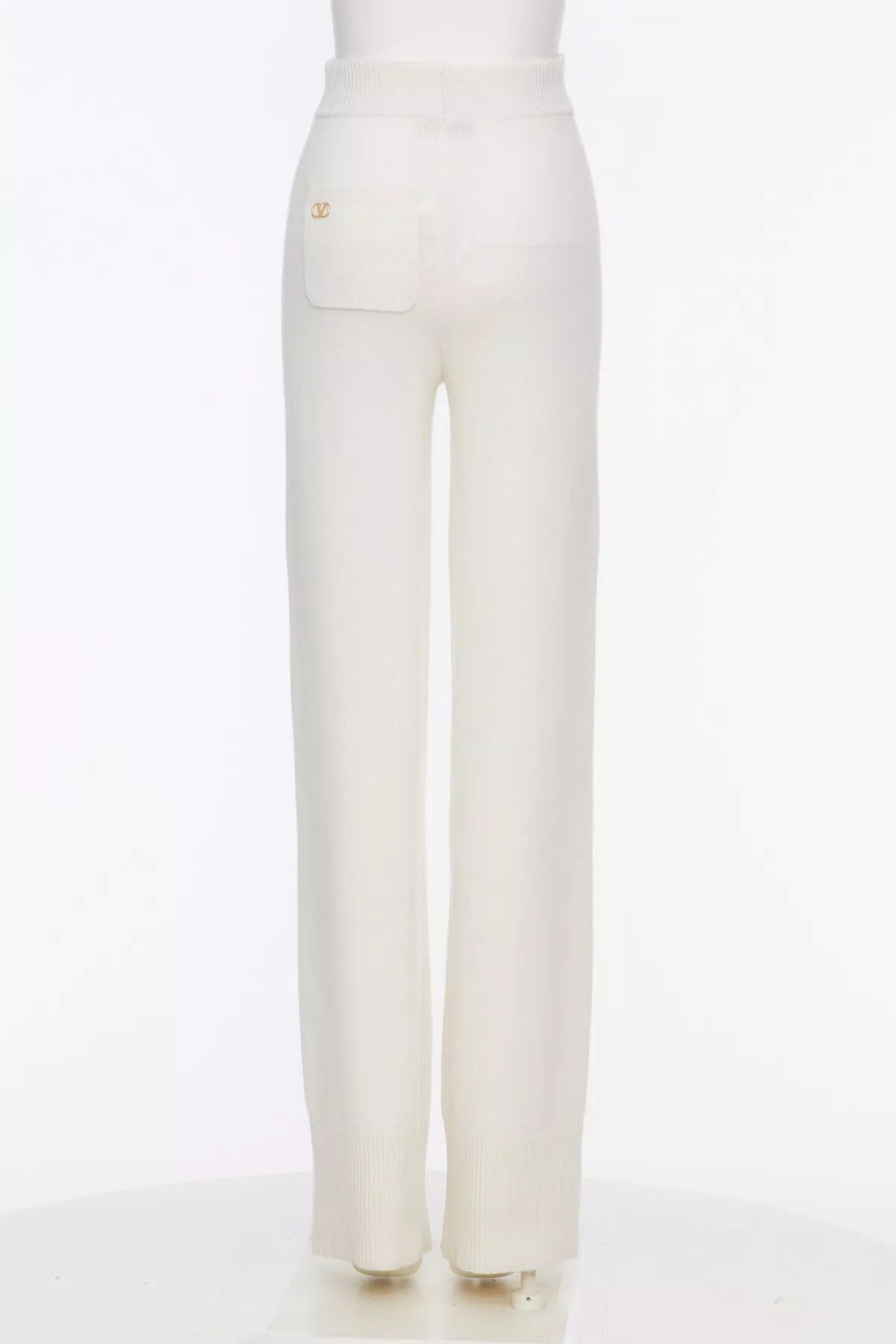 Valentino o1s1wg110426 Cashmere Trousers With Elastic Waistband Ivory Size 30" / US 8 / IT 44 - 3 Thumbnail