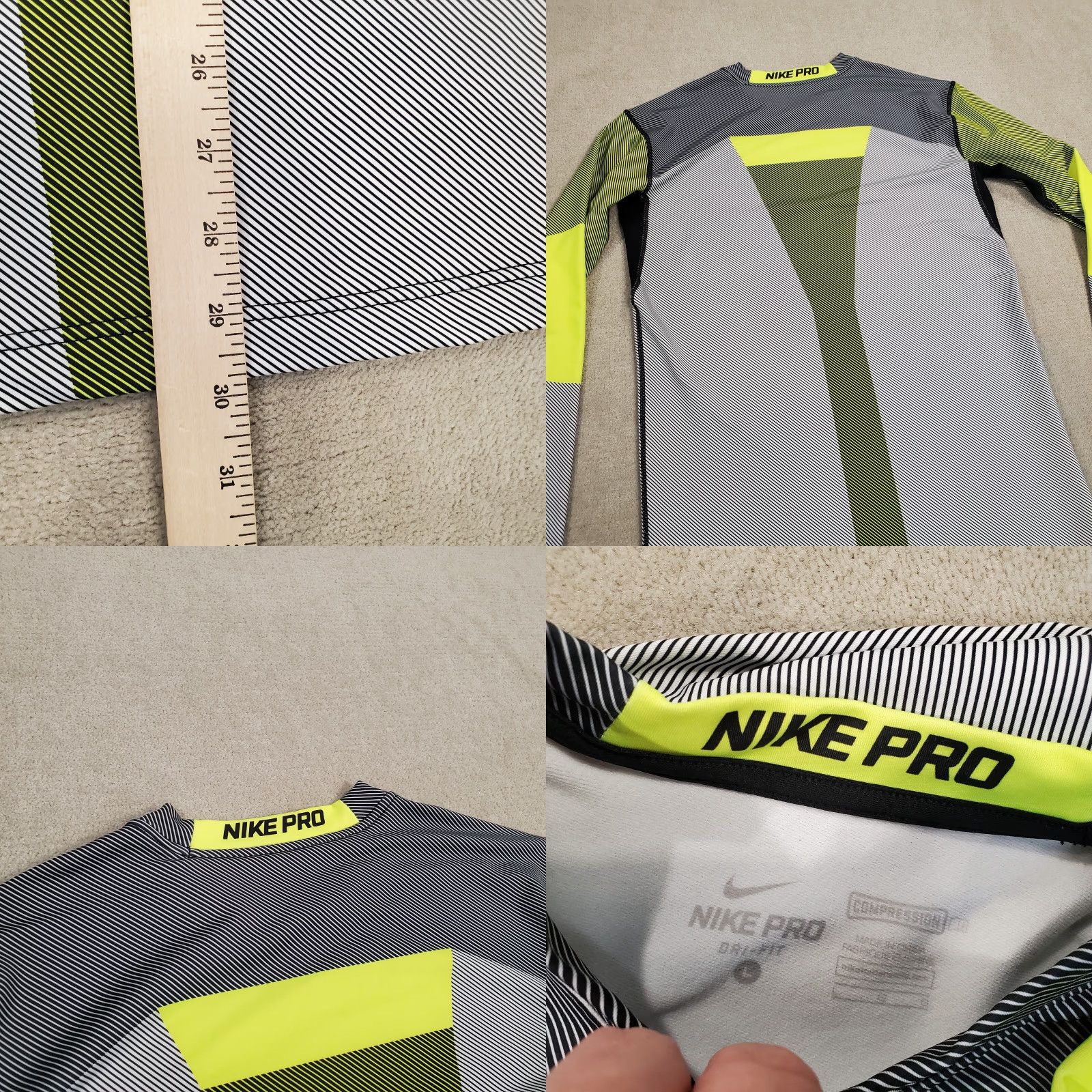 Nike Nike Pro Shirt Mens Large White Black Yellow Compression Dri Fit Logo 839105 702 Size US L / EU 52-54 / 3 - 8 Thumbnail