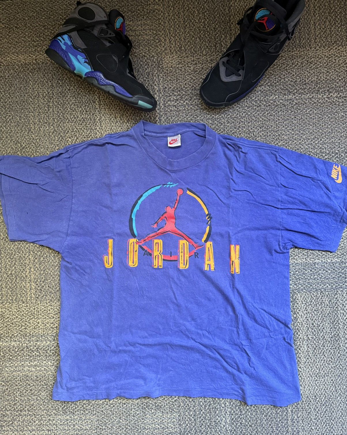 Jordan Brand Vintage 1993 Nike Jordan 8 Aqua Promo Shirt Tee OG Grey Tag Size US L / EU 52-54 / 3 - 1 Thumbnail