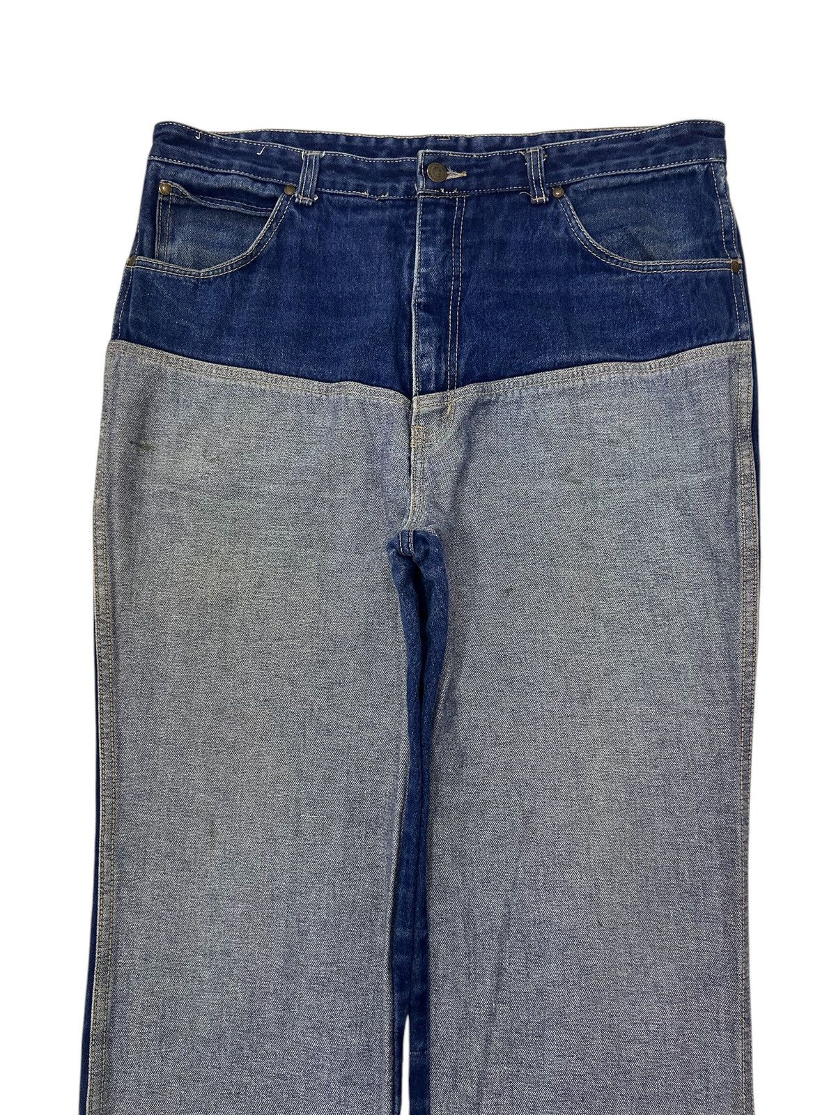 Japanese Brand × Vintage Vintage Chardon Paris Two-Tone High Waisted Flare Jeans Size US 38 / EU 54 - 4 Thumbnail