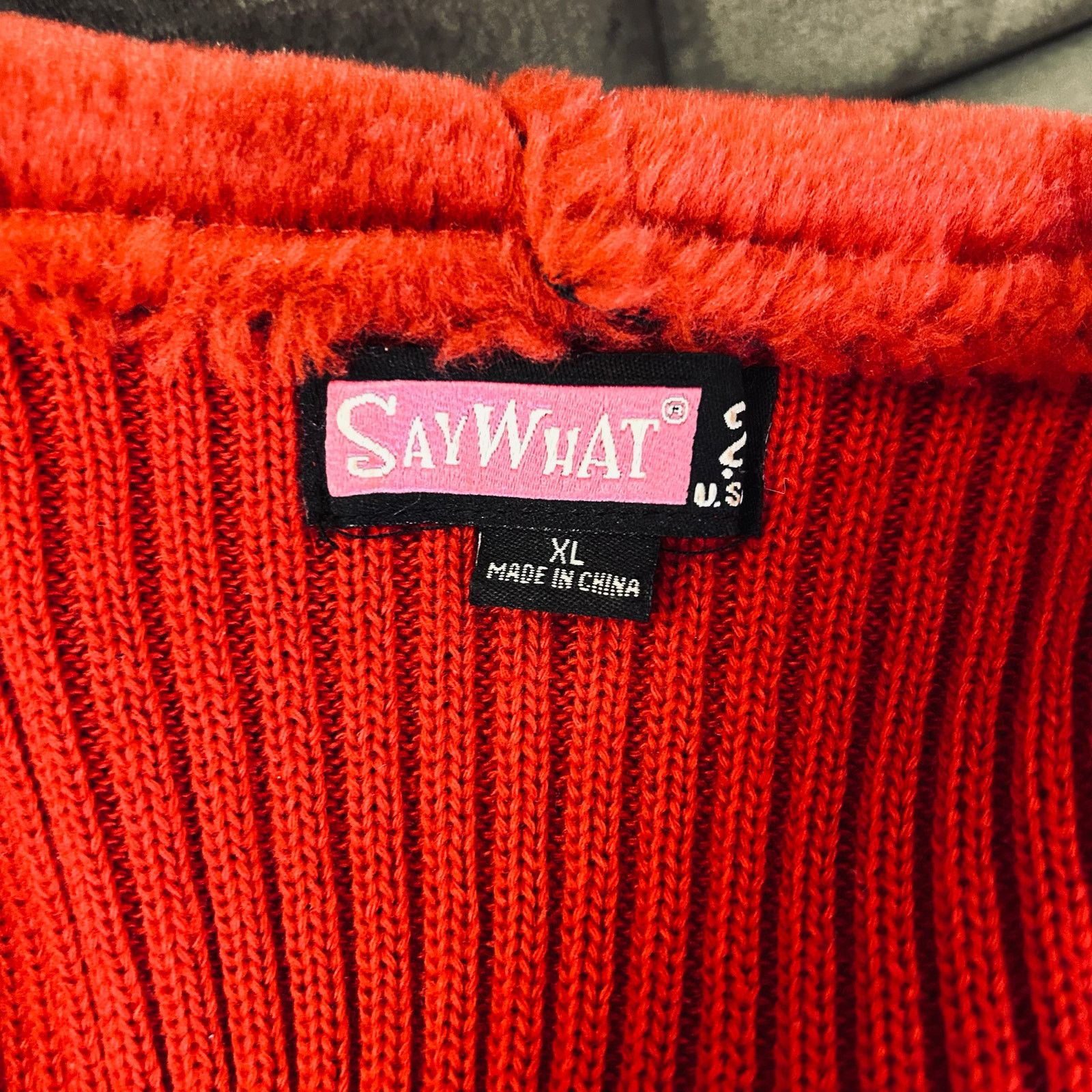 Vintage Y2K Cherry Red Faux Suede Leather Jacket Hood Knit Vintage Size L / US 10 / IT 46 - 8 Thumbnail