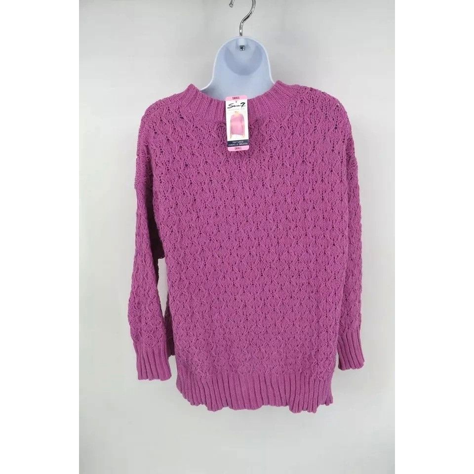Other Seven7 Women's Textured Chenille Sweater Lilac Small NWT $69 Size S / US 4 / IT 40 - 4 Thumbnail
