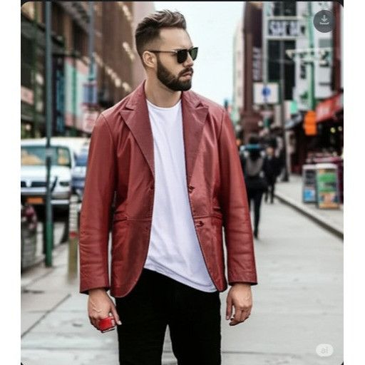 Other Kuhlman Antiquewash Genuine Leather 2 button Jacket Red Burg Size US M / EU 48-50 / 2 - 1 Thumbnail