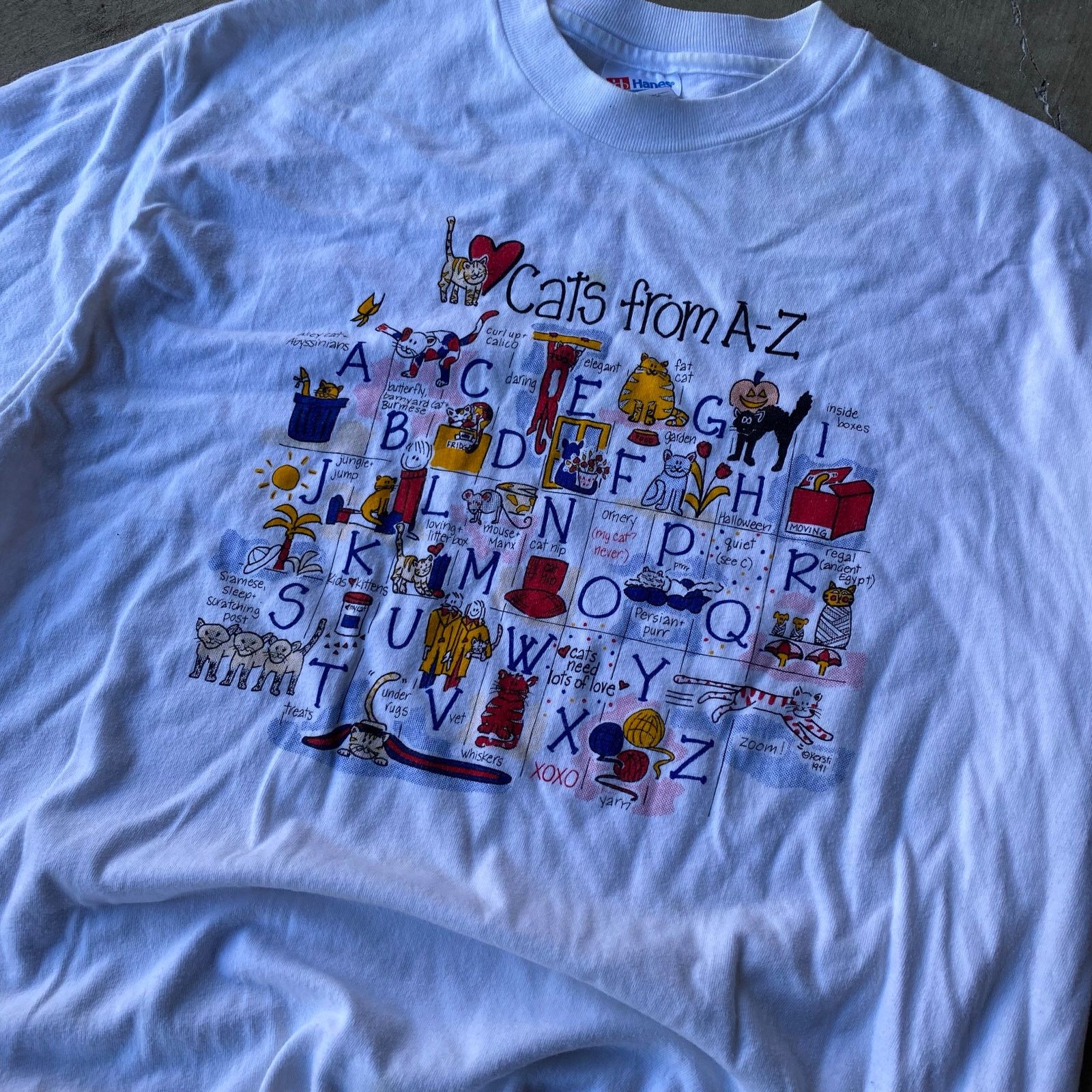 Vintage VINTAGE CATS ALPHABET COMEDY PARODY T-SHIRT LARGE WHITE Size US L / EU 52-54 / 3 - 1 Thumbnail