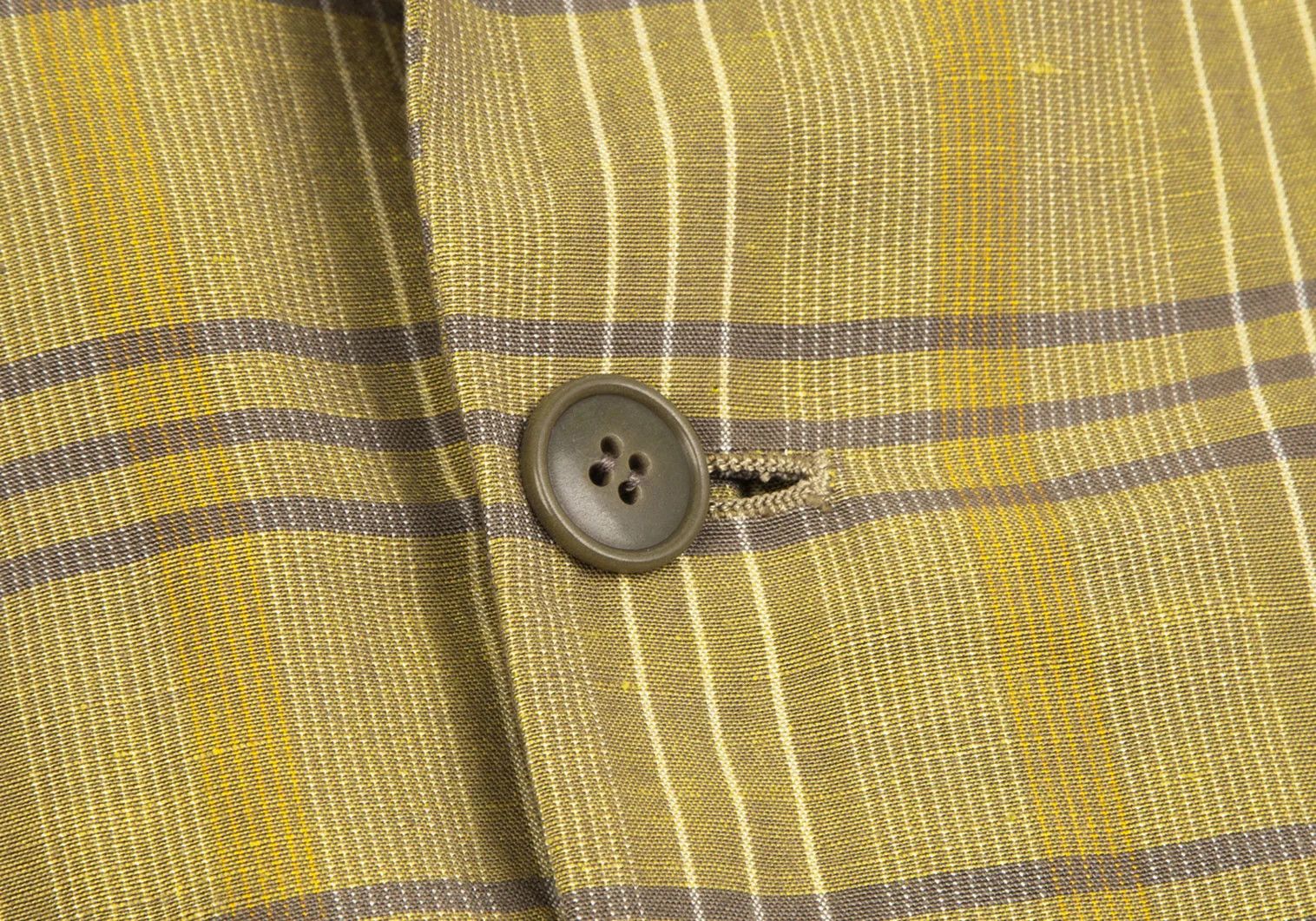 Linen Blend Check Jacket in Light Green Size L