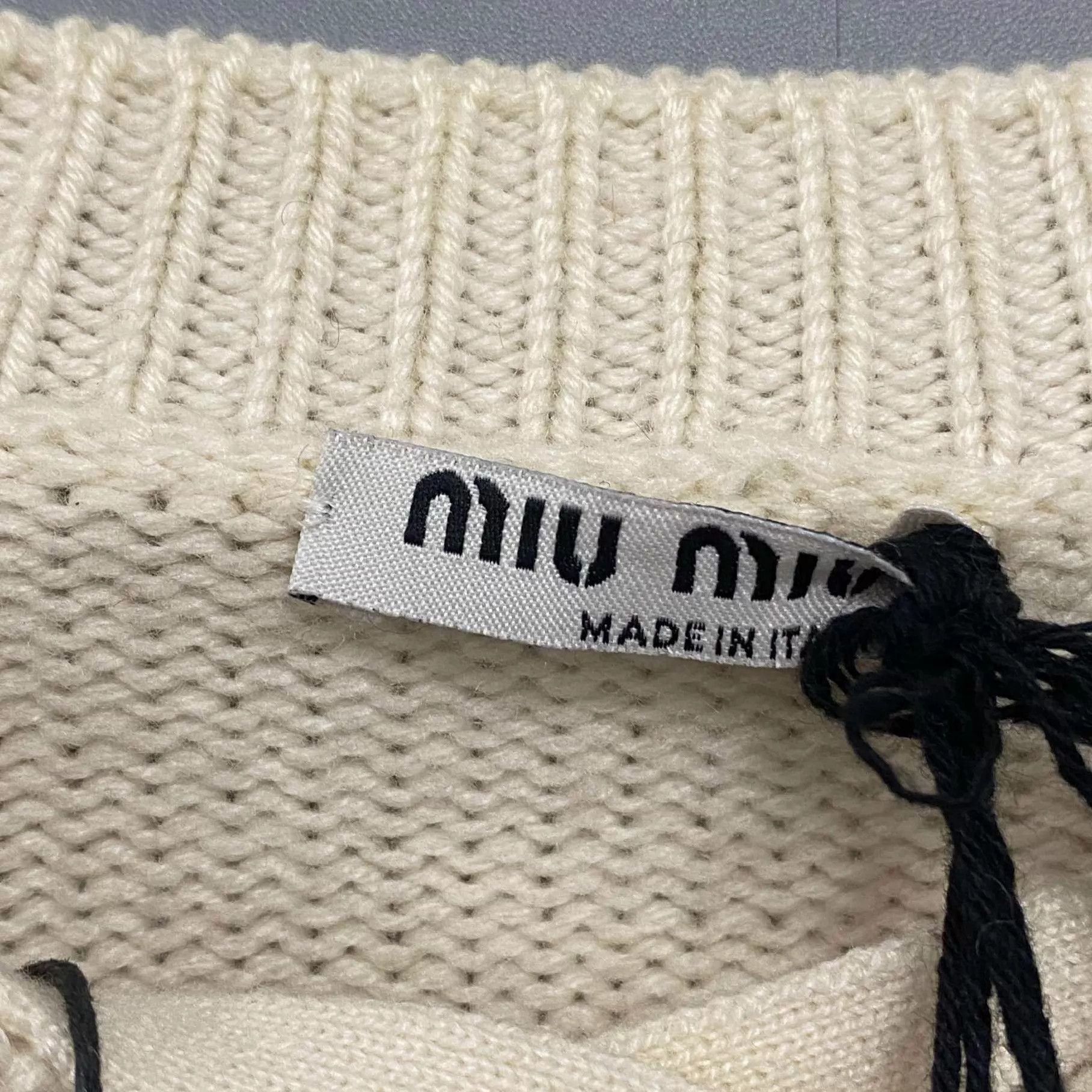 Miu Miu MIUMIU Red & White Striped V-Neck Tie Knit Sweater 38 Size XS / US 0-2 / IT 36-38 - 6 Thumbnail
