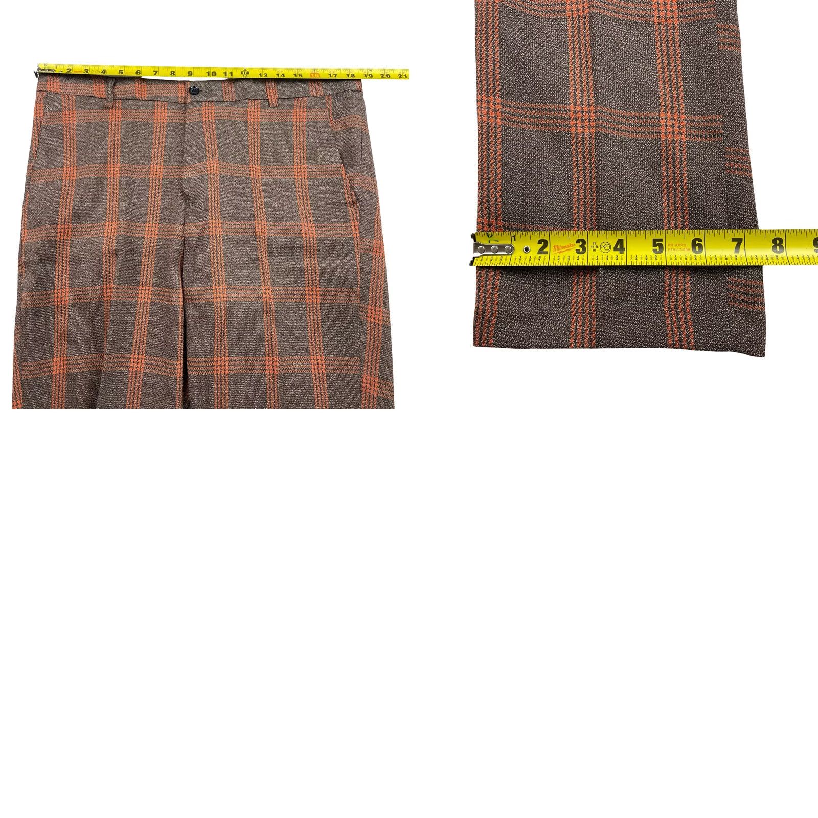 Vintage Bespoke Suit Men's 2-Button Brown Orange Plaid XL 44R 38x31 Size 44R - 10 Thumbnail