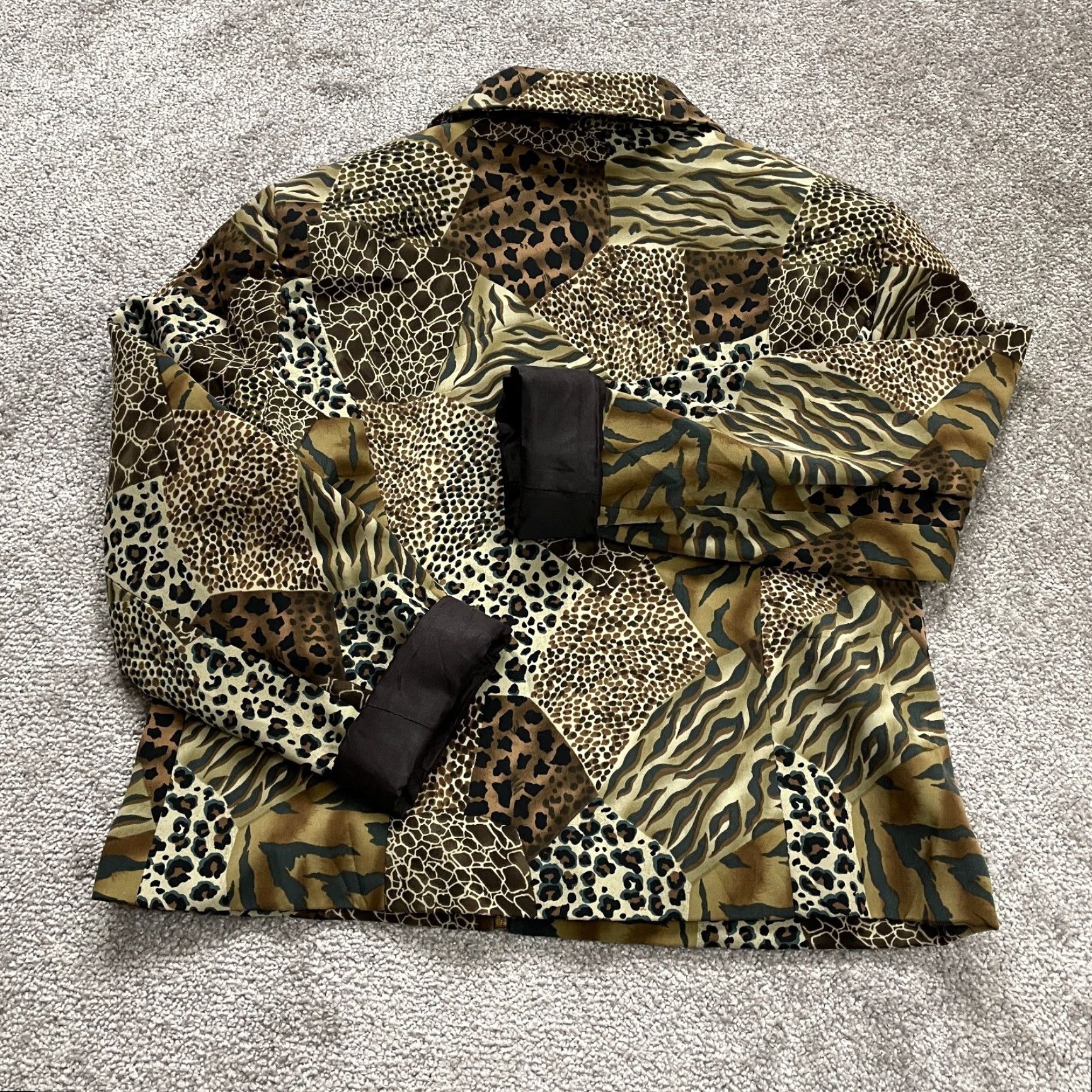 Vintage VINTAGE Lorizoni Coat Jacket Womens Medium Brown Animal Print Full Zip Lined Size M / US 6-8 / IT 42-44 - 2 Thumbnail