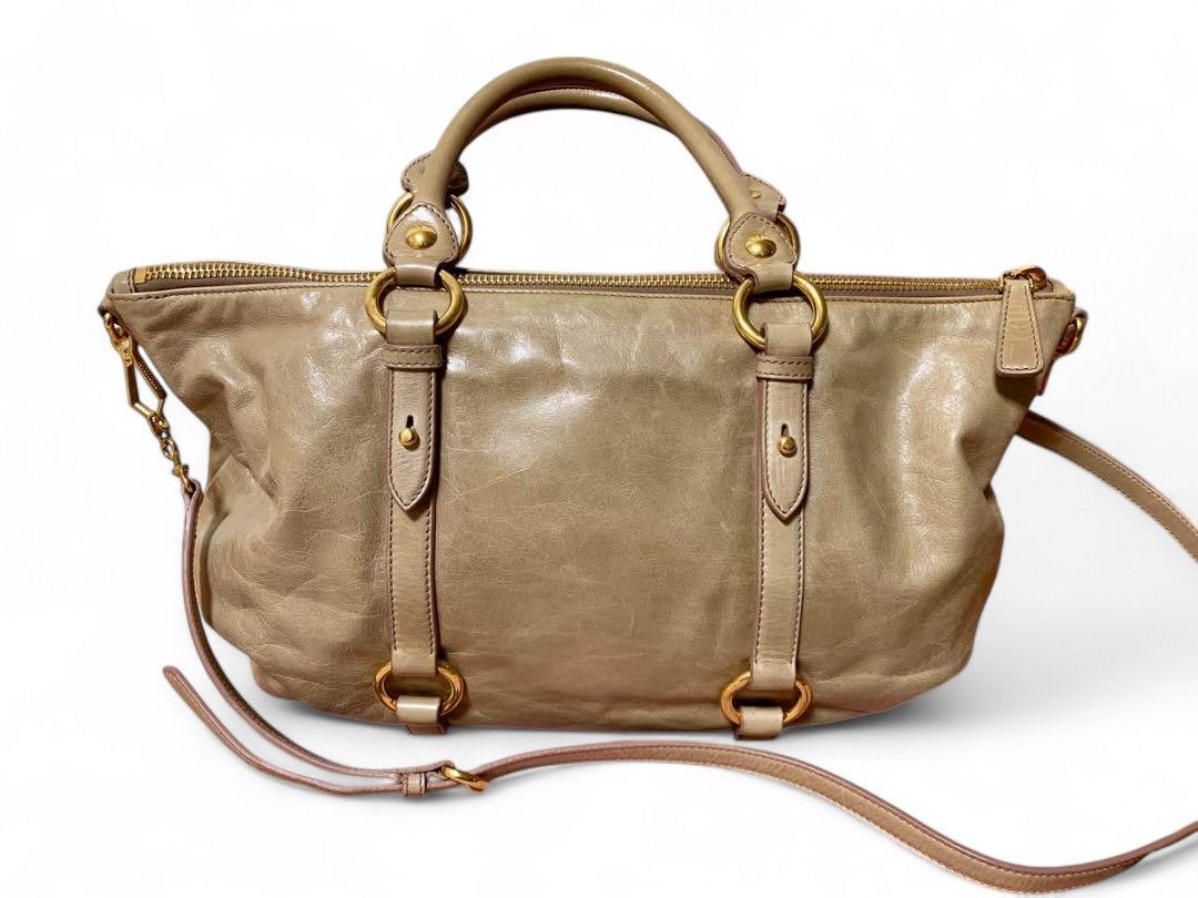 Miu Miu Miu Miu - Gray Vitello Shine Leather Handbag Shoulder Bag Size ONE SIZE - 2 Thumbnail