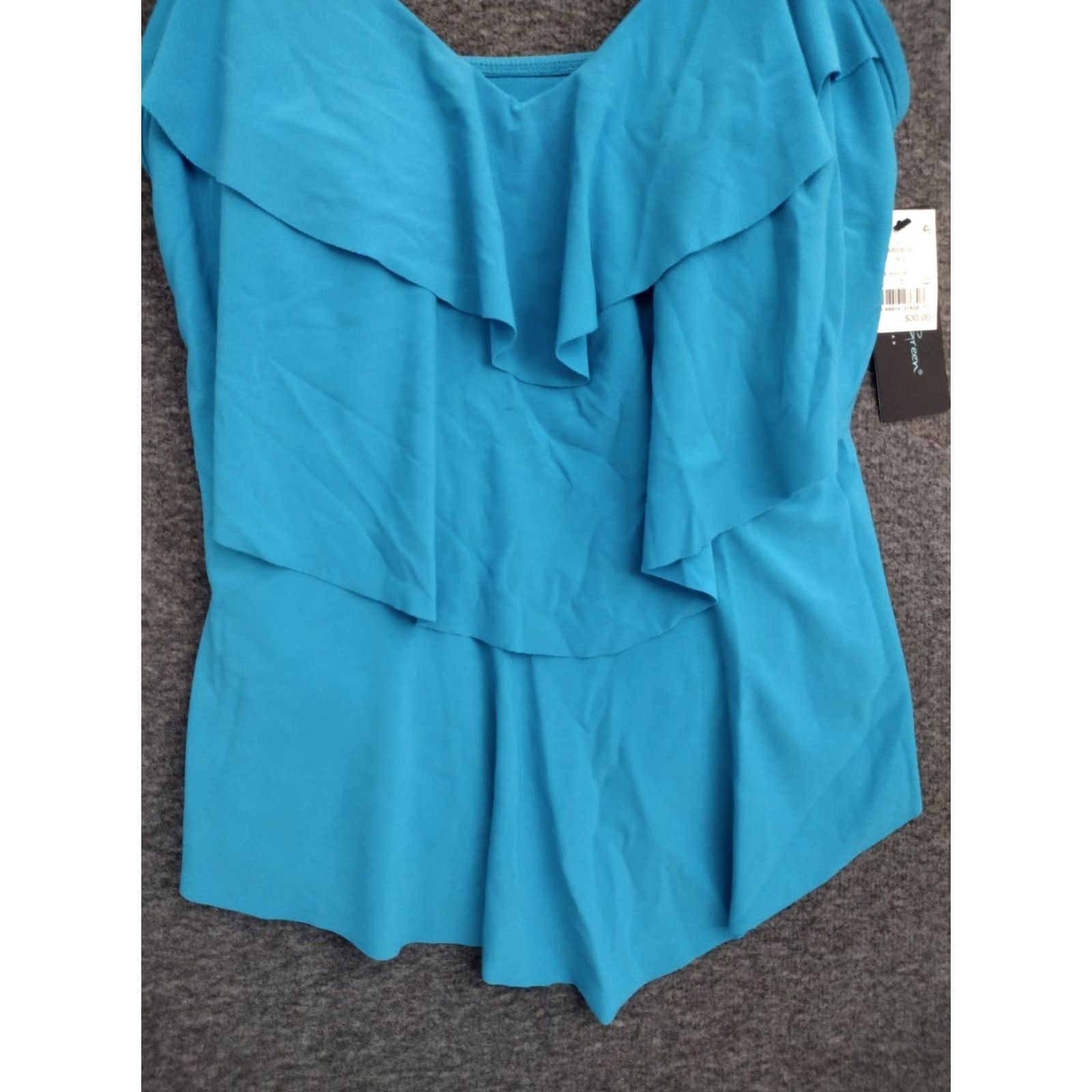 AQUA Aqua Green Women's Tankini Top Blue Size M Spaghetti Strap Tiered Tankini Top (Tank) Size M / US 6-8 / IT 42-44 - 3 Thumbnail