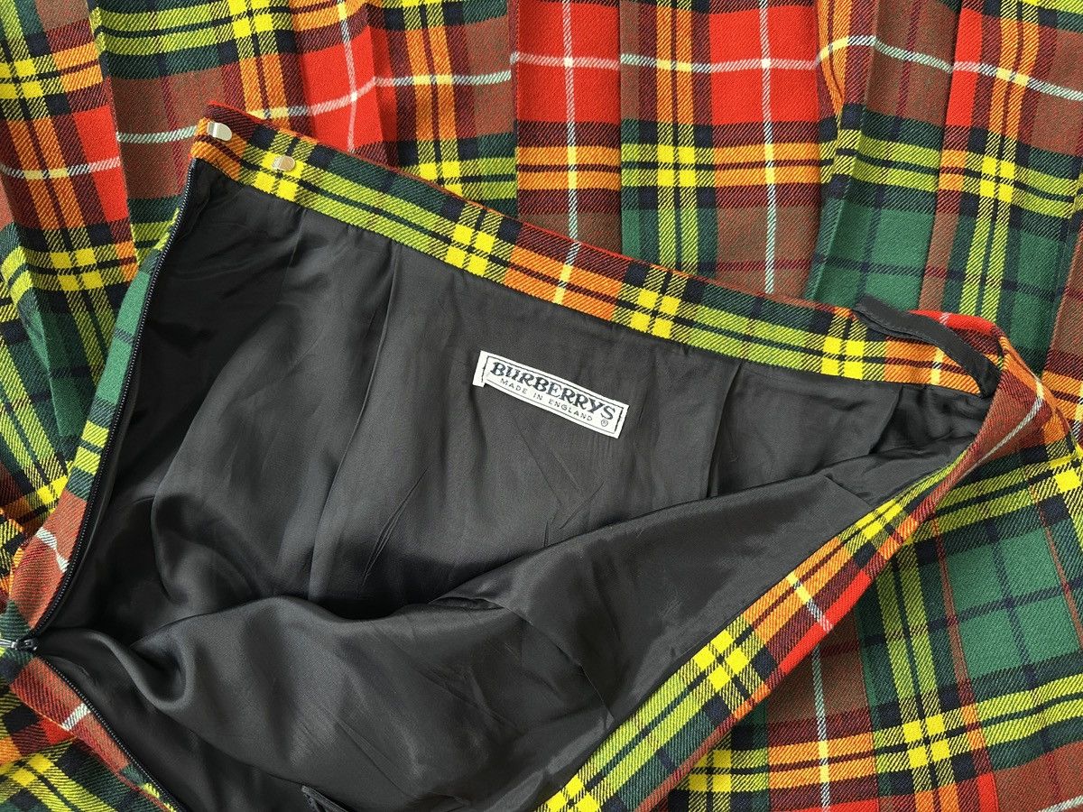 Burberry 90s BURBERRYS 100% Wool Plaid Pleated Long Skirt Multicolor Size 32" / US 10 / IT 46 - 6 Thumbnail