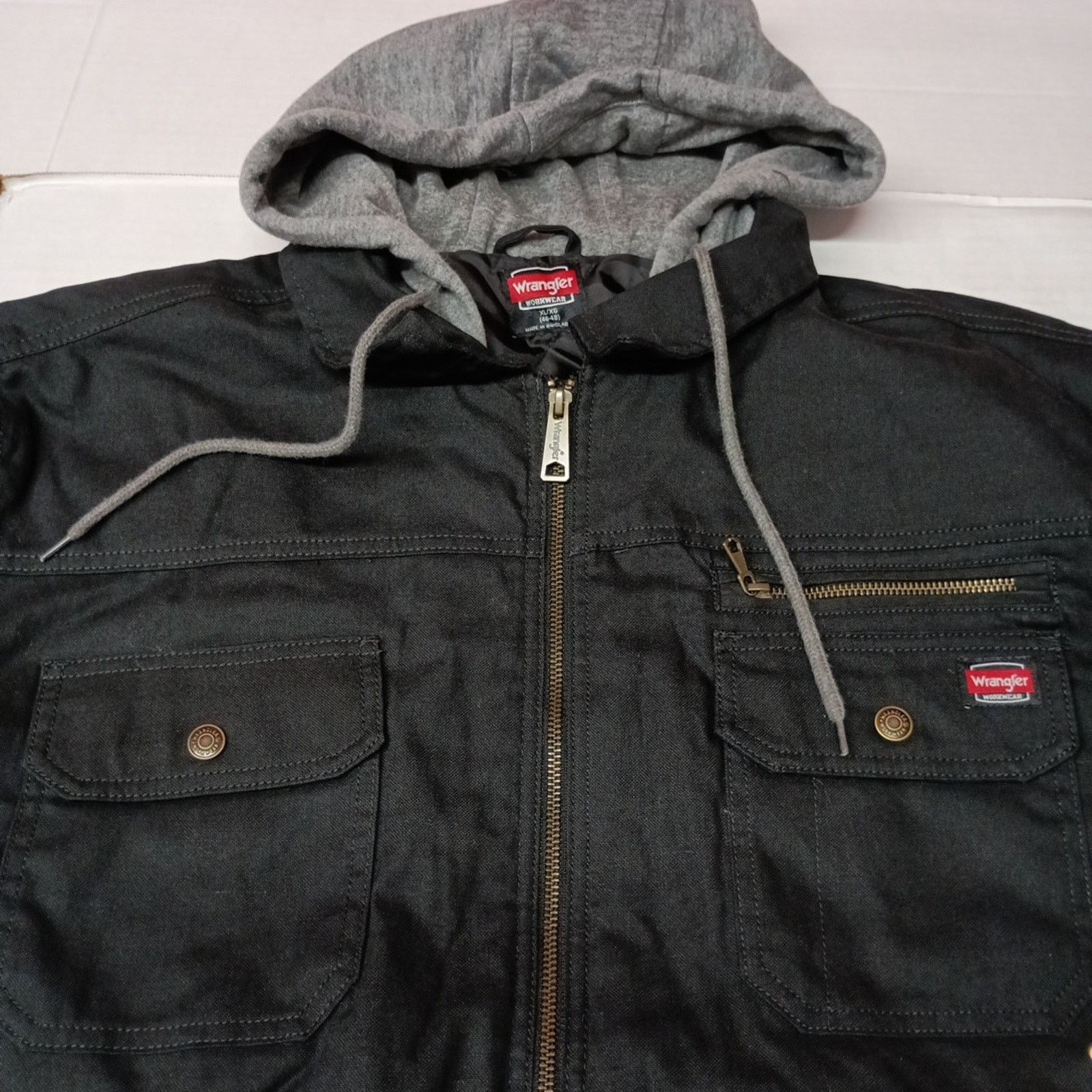 Wrangler Wrangler Shirt Jacket Quilt Lined Black Men's XL Canvas Hood Size US XL / EU 56 / 4 - 3 Thumbnail