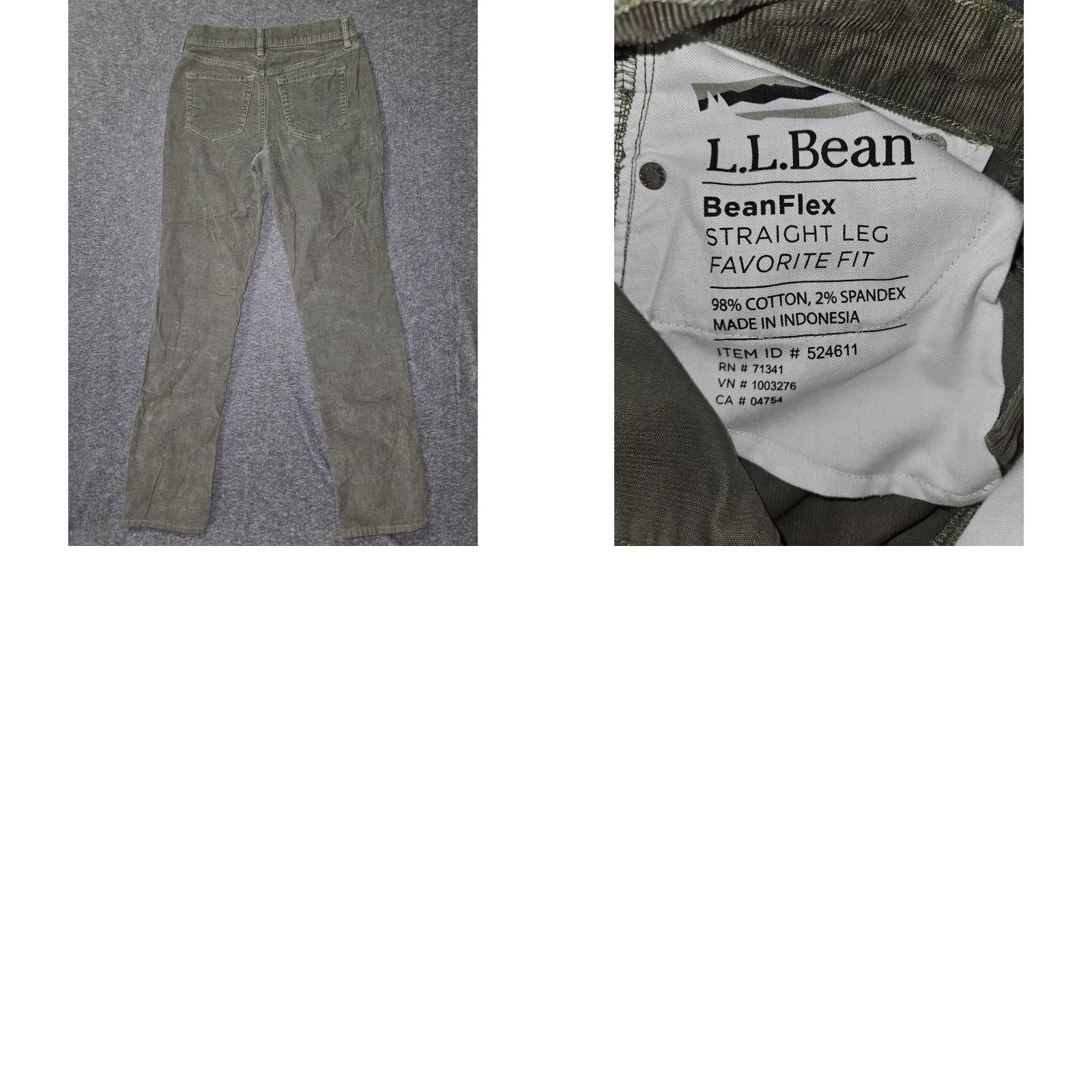 Vintage L.L.Bean Pants Womens 4 Tall Green BeanFlex Straight Leg Favorite Fit Corduroy Size 27" / US 4 / IT 40 - 8 Thumbnail