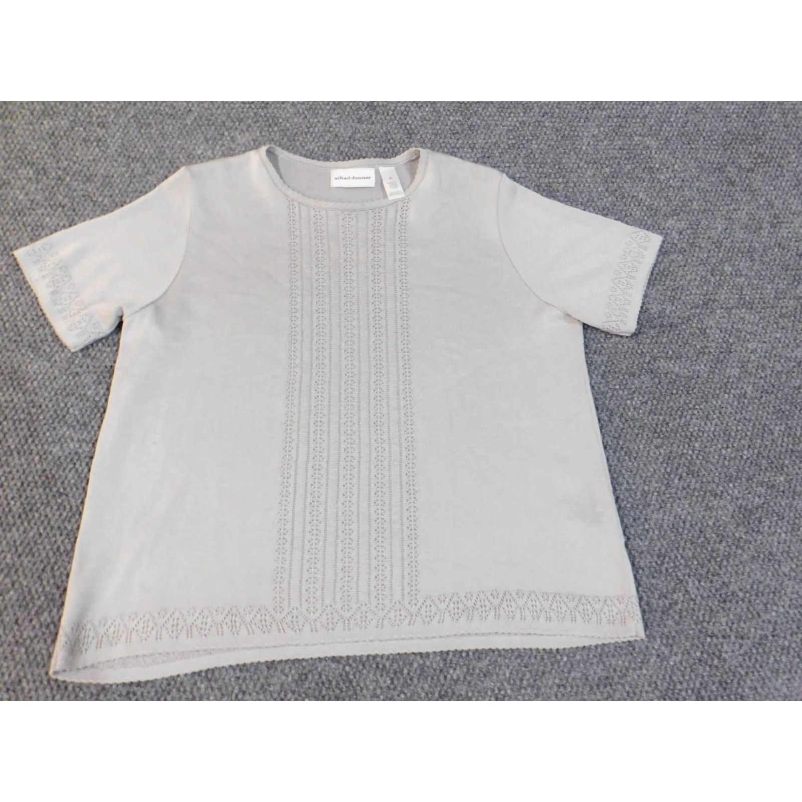 Vintage Alfred Dunner Sweater XL gray knit crewneck acrylic womens geometric Raglan Short Sleeve Pullover Size XL / US 12-14 / IT 48-50 - 3 Thumbnail