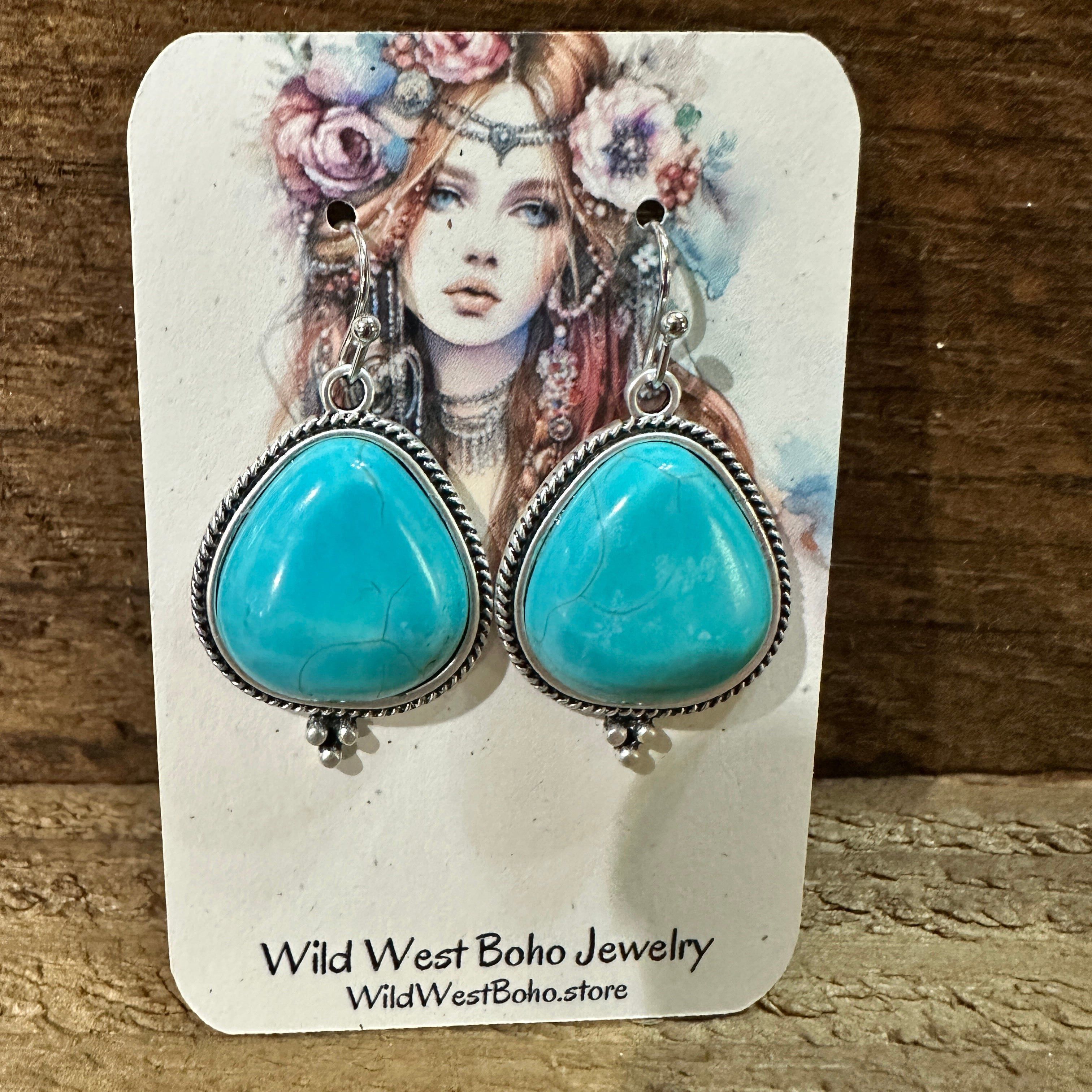 Other Turquoise Earrings - Elegant Natural Stone Design, Boho Nava Size ONE SIZE - 2 Thumbnail