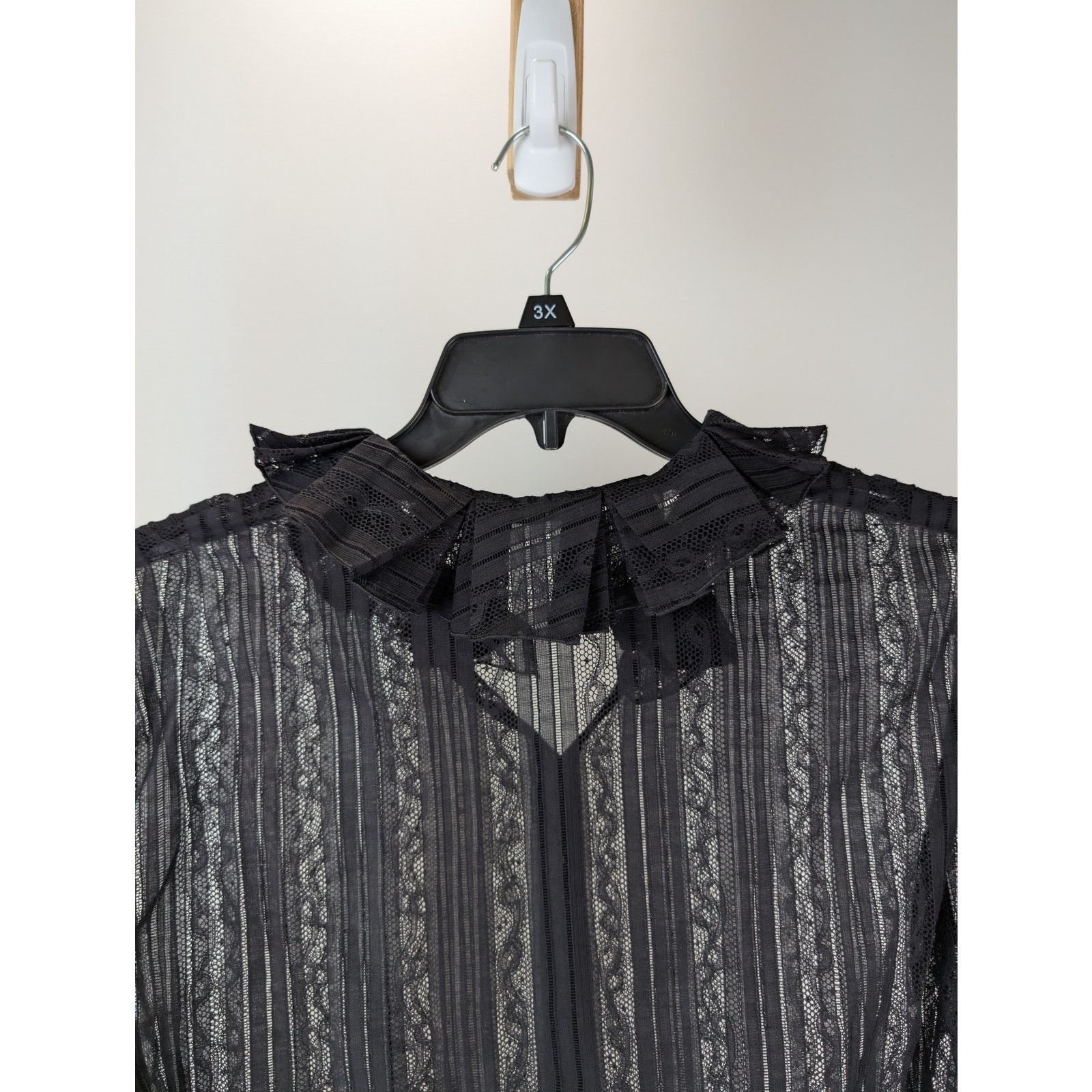 Saint Laurent Paris o1rshd1 Chemise Blouse Femme Dentelle Galon Shirt in Black Size US M / EU 48-50 / 2 - 16 Thumbnail
