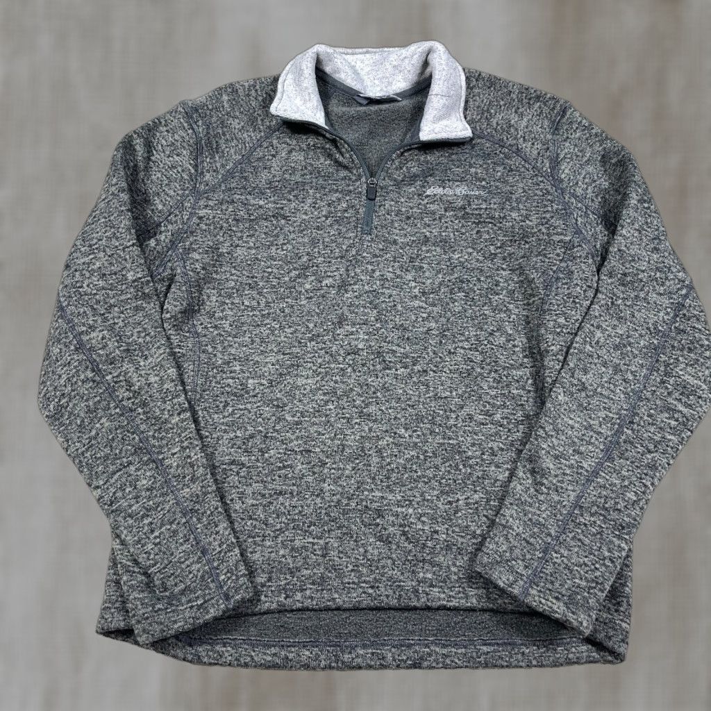 Eddie Bauer Eddie Bauer Sweater Men Large Heather Gray Pullover Quarter Zip Fleece Size US L / EU 52-54 / 3 - 1 Thumbnail