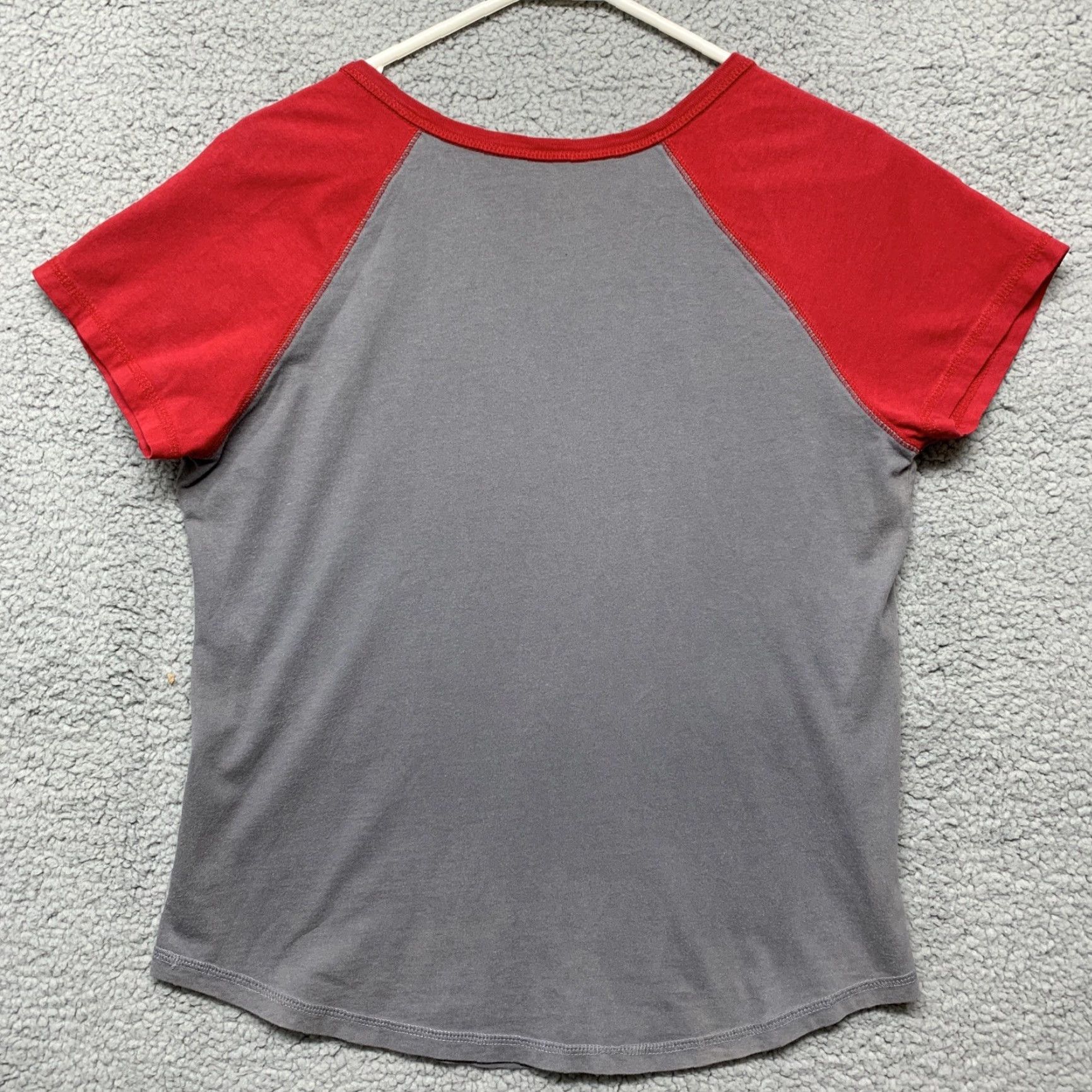 Disney Disney T-Shirt Juniors XL Mickey Mouse Gray Red Yellow Silver Cap Sleeve Short Sleeve Button Pullover Jersey Cotton 100% Regular Size XL / US 12-14 / IT 48-50 - 7 Thumbnail