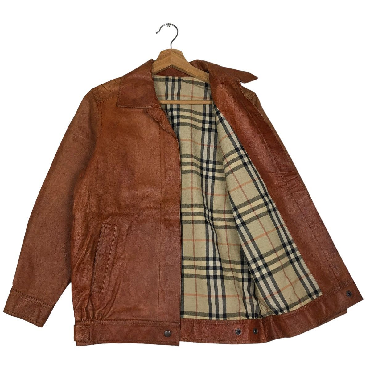 Japanese Brand 🔥Vtg Japanese Brand Genuine Leather Jacket Nova Check Size US M / EU 48-50 / 2 - 9 Thumbnail