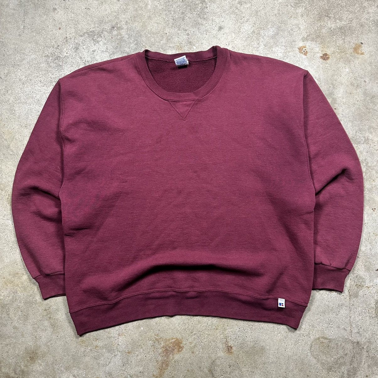 Russell Athletic Vintage 90s Red Russell Athletic Blank Boxy Crewneck Size XL Size US XL / EU 56 / 4 - 1 Thumbnail
