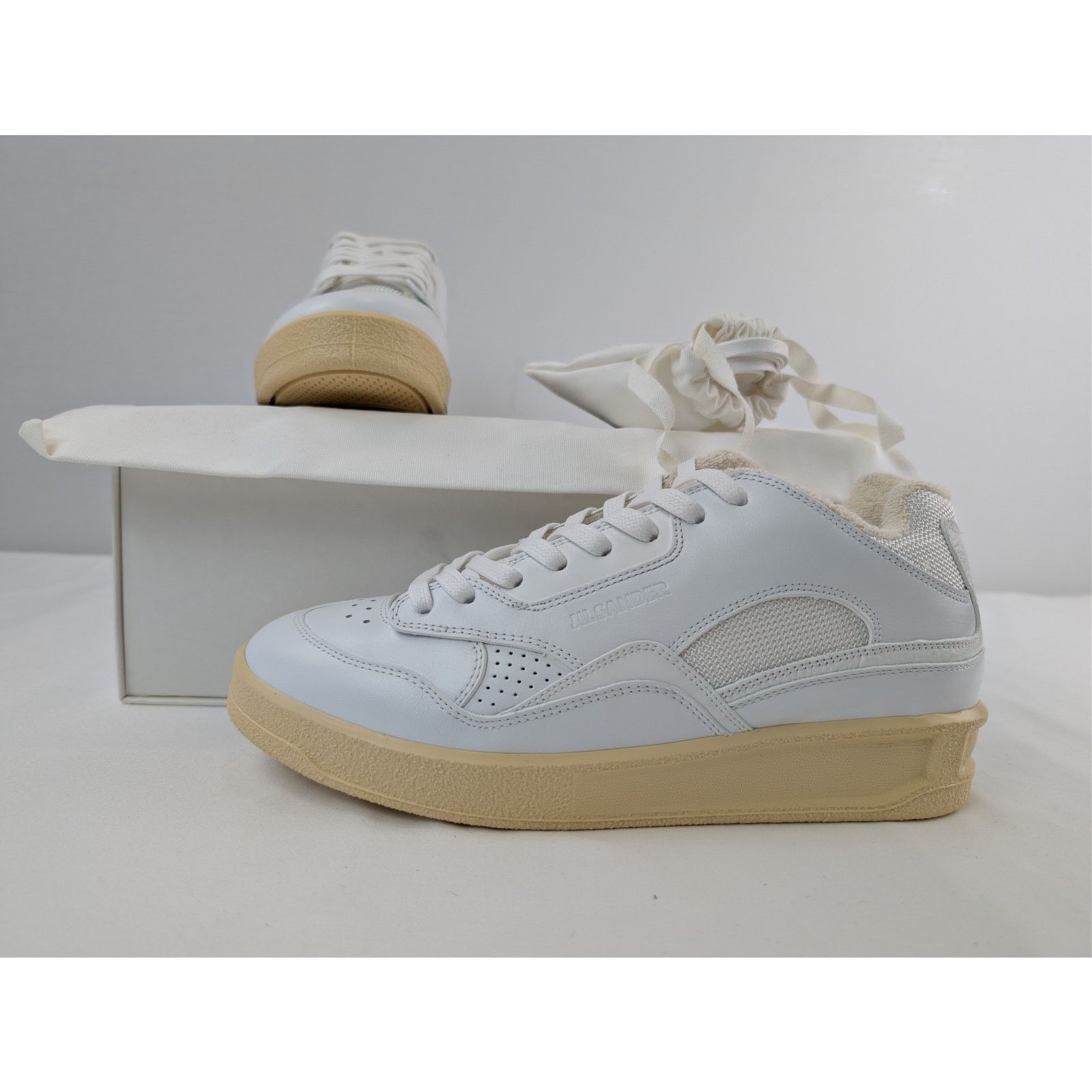 Jil Sander o1rshd1 Dragon Fabric Gummy Cow Nappa Sneakers in White Size US 10 / EU 43 - 19 Thumbnail