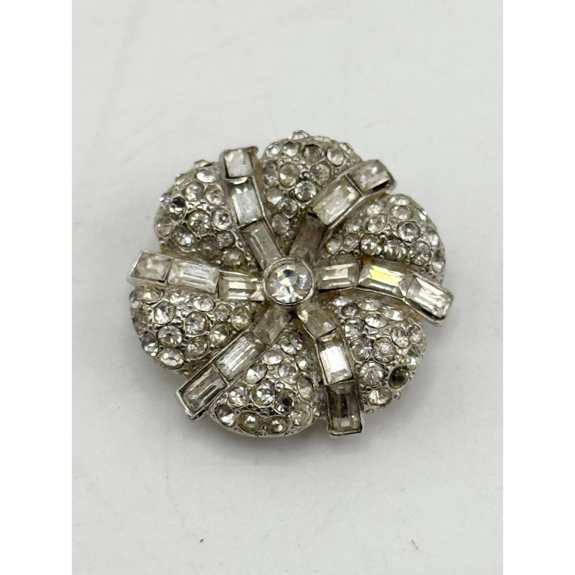 Vintage 1931 Waller Patent 1801128 Art Deco Rhodium Plate Clear Rhin Size ONE SIZE - 2 Thumbnail