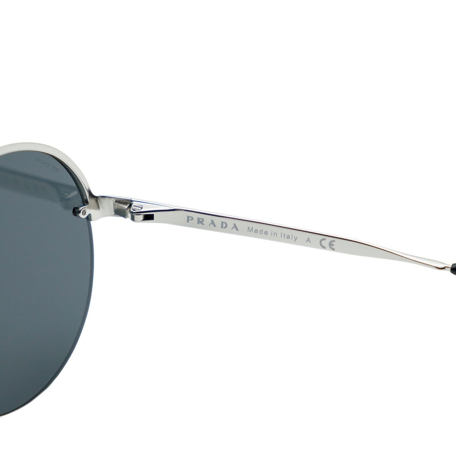 Prada Prada SPR 65T Round Double Bridge Silver Logo Sunglasses Size ONE SIZE - 7 Thumbnail