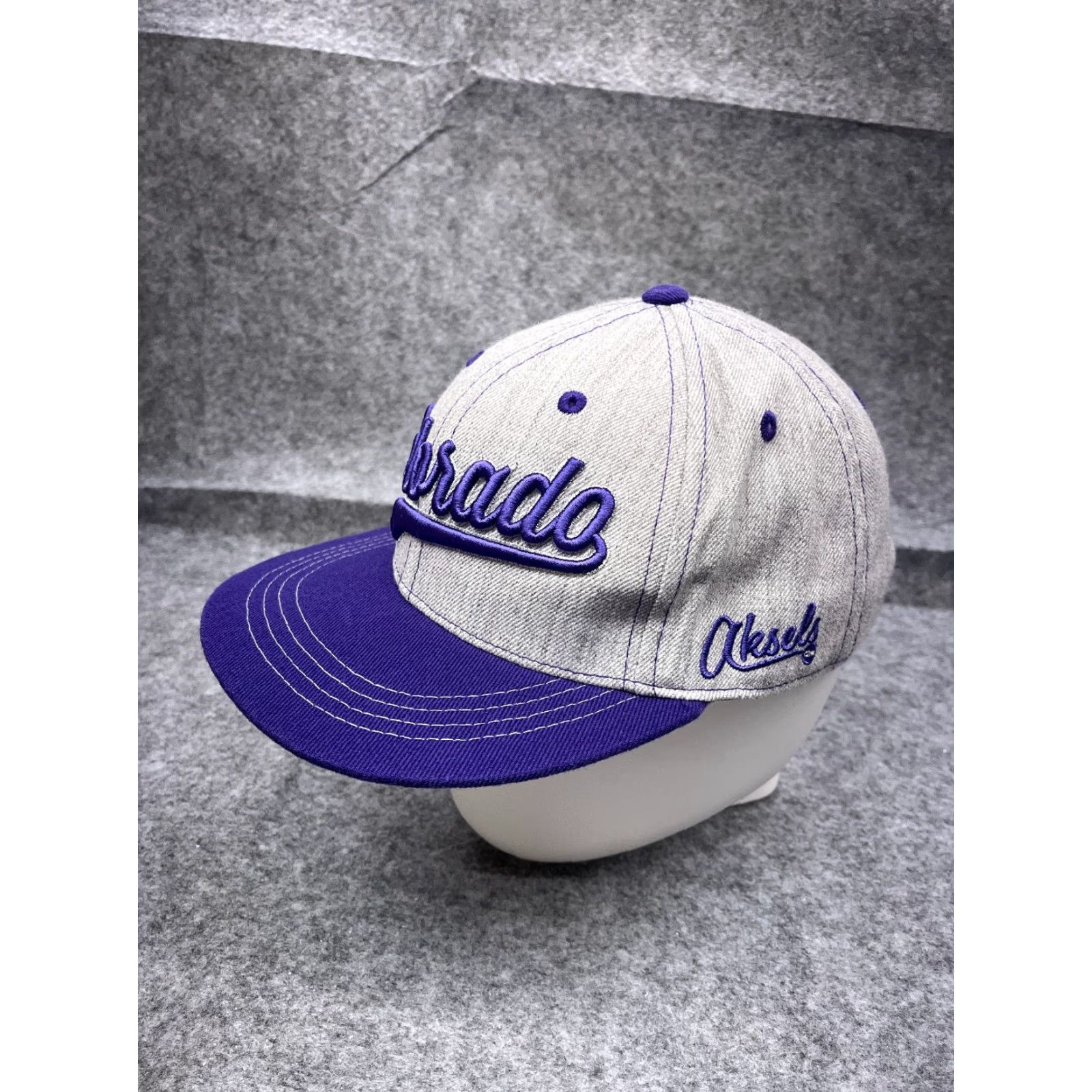 Vintage Aksels Hat Cap Snap Back Adult One Size Gray Purple Acrylic Wool Blend Baseball Cap Men Size ONE SIZE - 4 Thumbnail