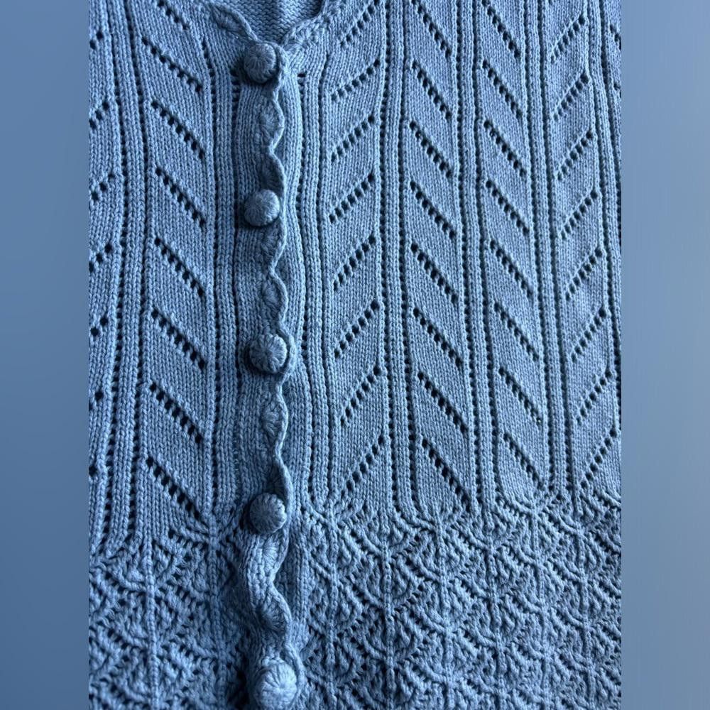Designer Vintage Knitted Crochet Baby Blue Vest Size XXL / US 16-18 / IT 52-54 - 2 Thumbnail