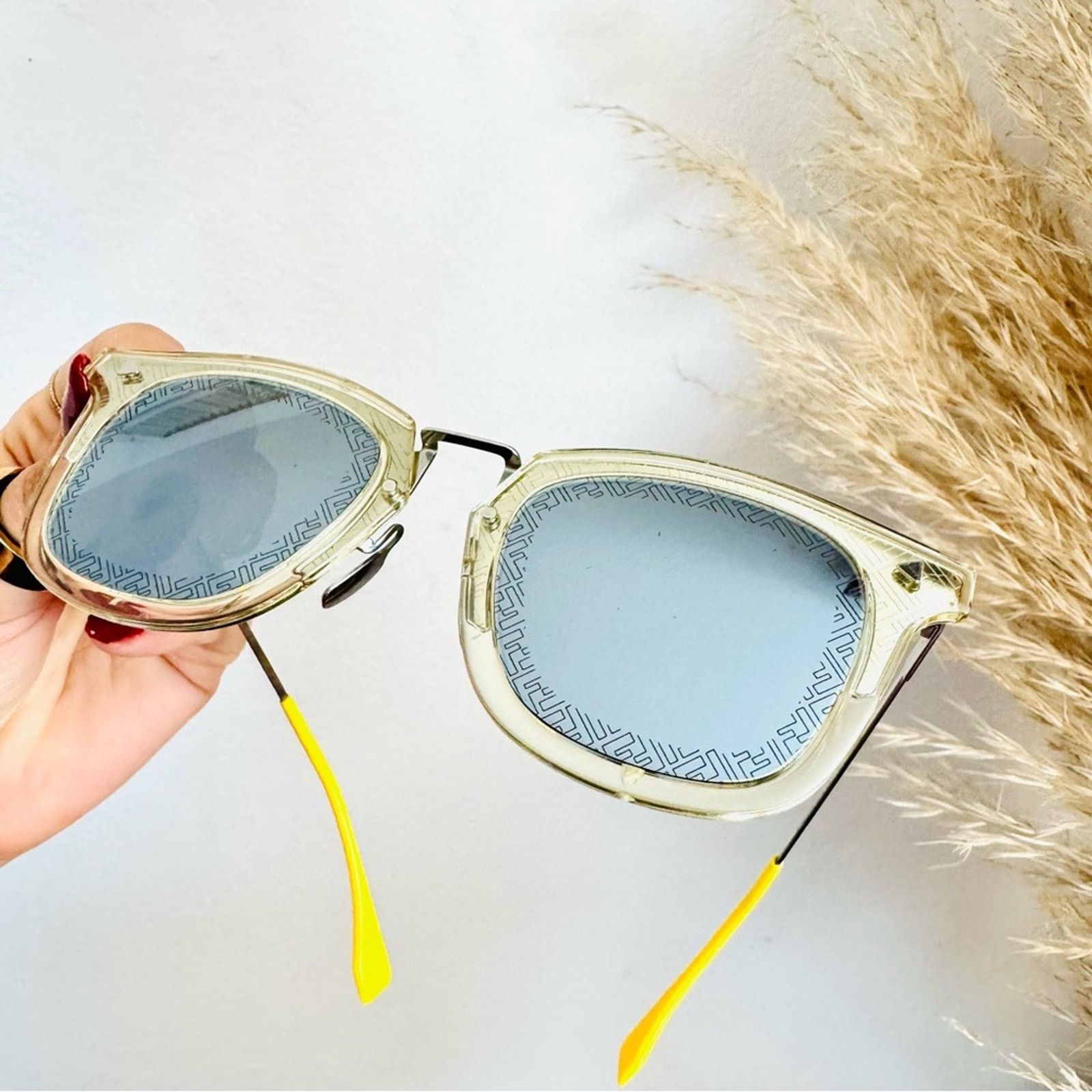 Fendi FENDI Silver Yellow Grey Mirror Lens $595 Sunglasses Case Size ONE SIZE - 9 Thumbnail