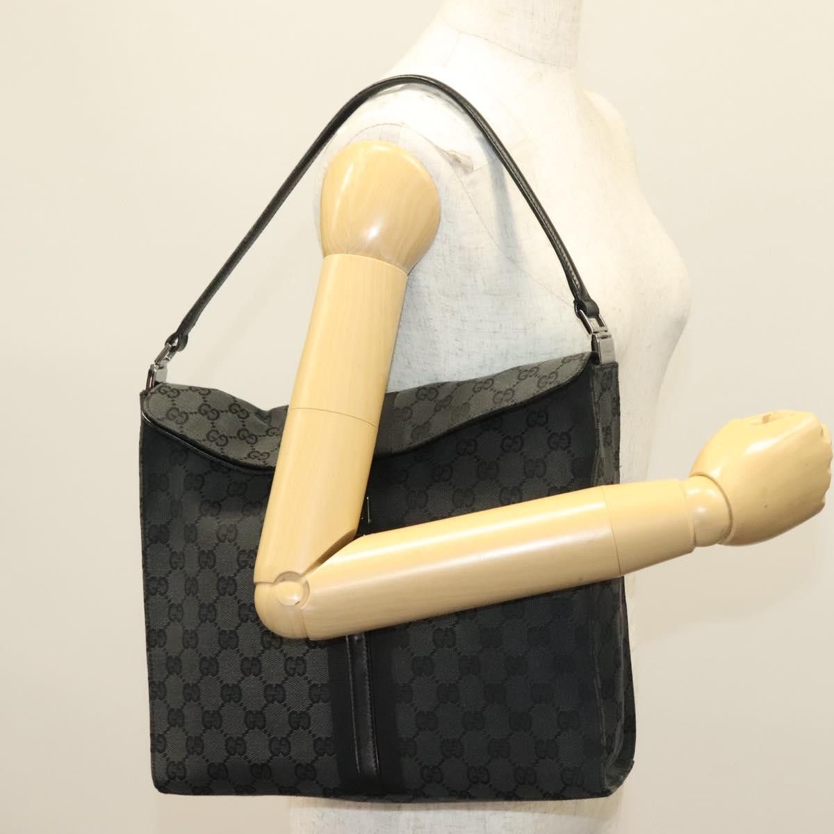 Gucci GUCCI GG Canvas Jackie Shoulder Bag Black Silver 001 3355 Size ONE SIZE - 23 Thumbnail