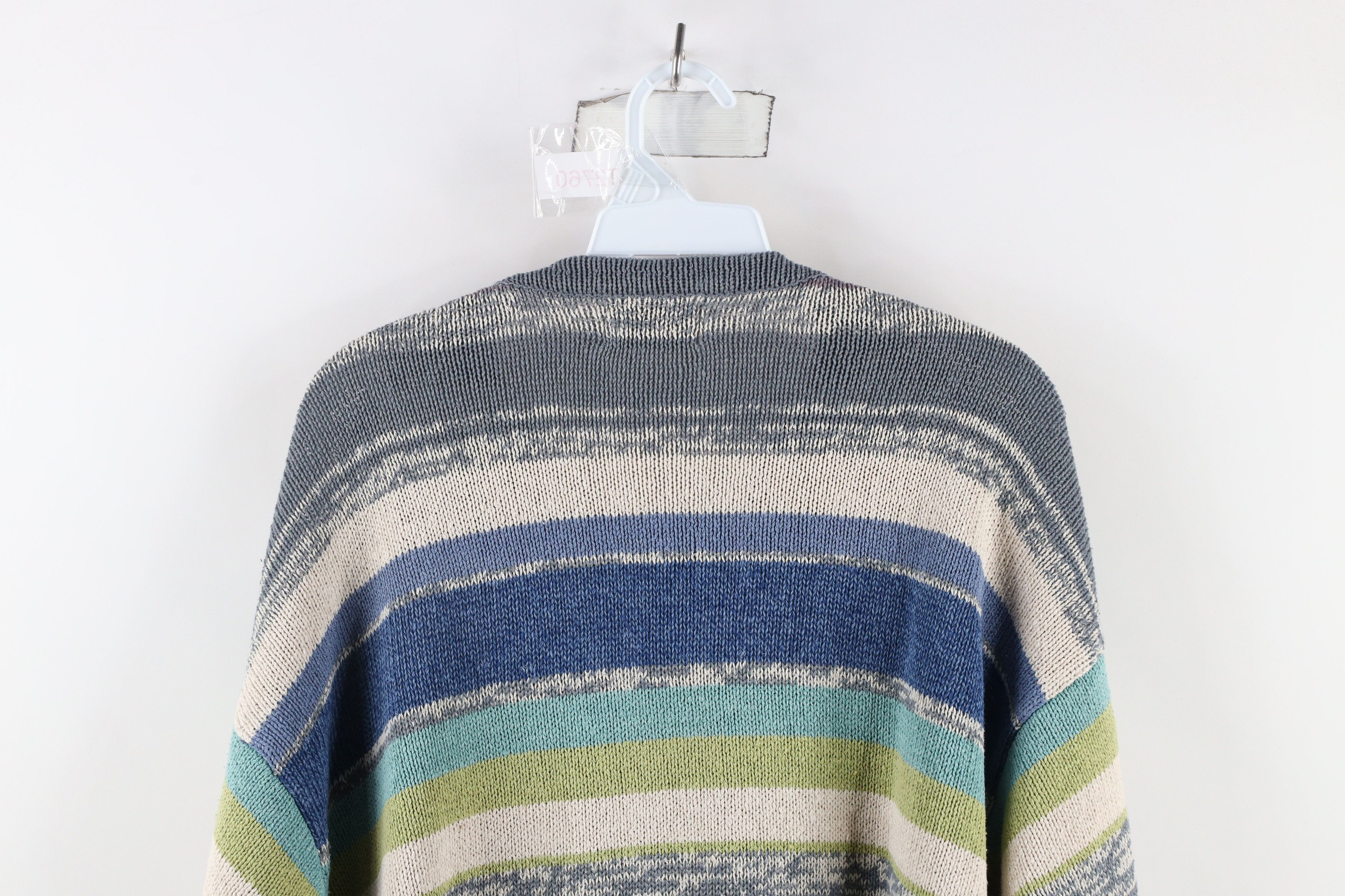 Vintage Vintage 90s Streetwear Striped Silk Linen Blend Knit Sweater Size L / US 10 / IT 46 - 8 Thumbnail