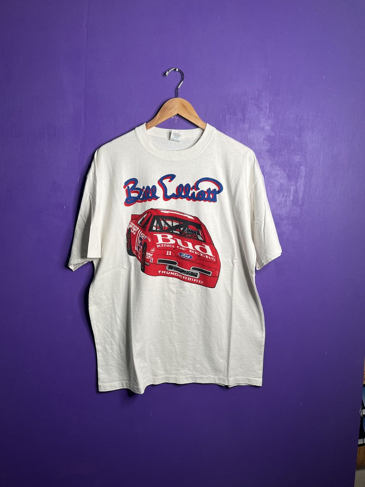 NASCAR × Vintage Vintage 90s Bill Elliot NASCAR Budweiser t-shirt Size US XL / EU 56 / 4 - 1 Thumbnail