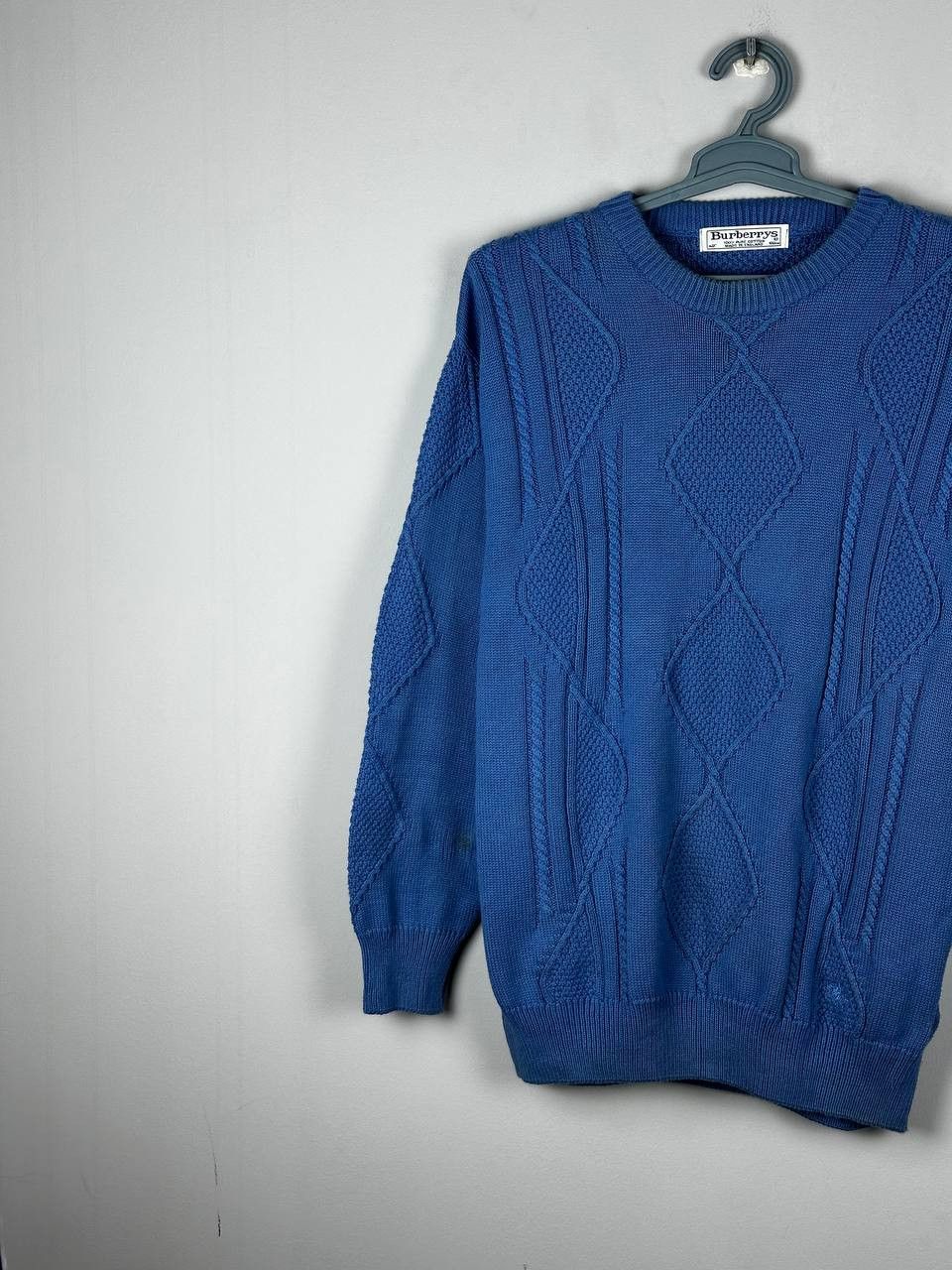 Burberry Vintage Burberrys Sweater Knit Heavyweight Blue Size US L / EU 52-54 / 3 - 2 Thumbnail