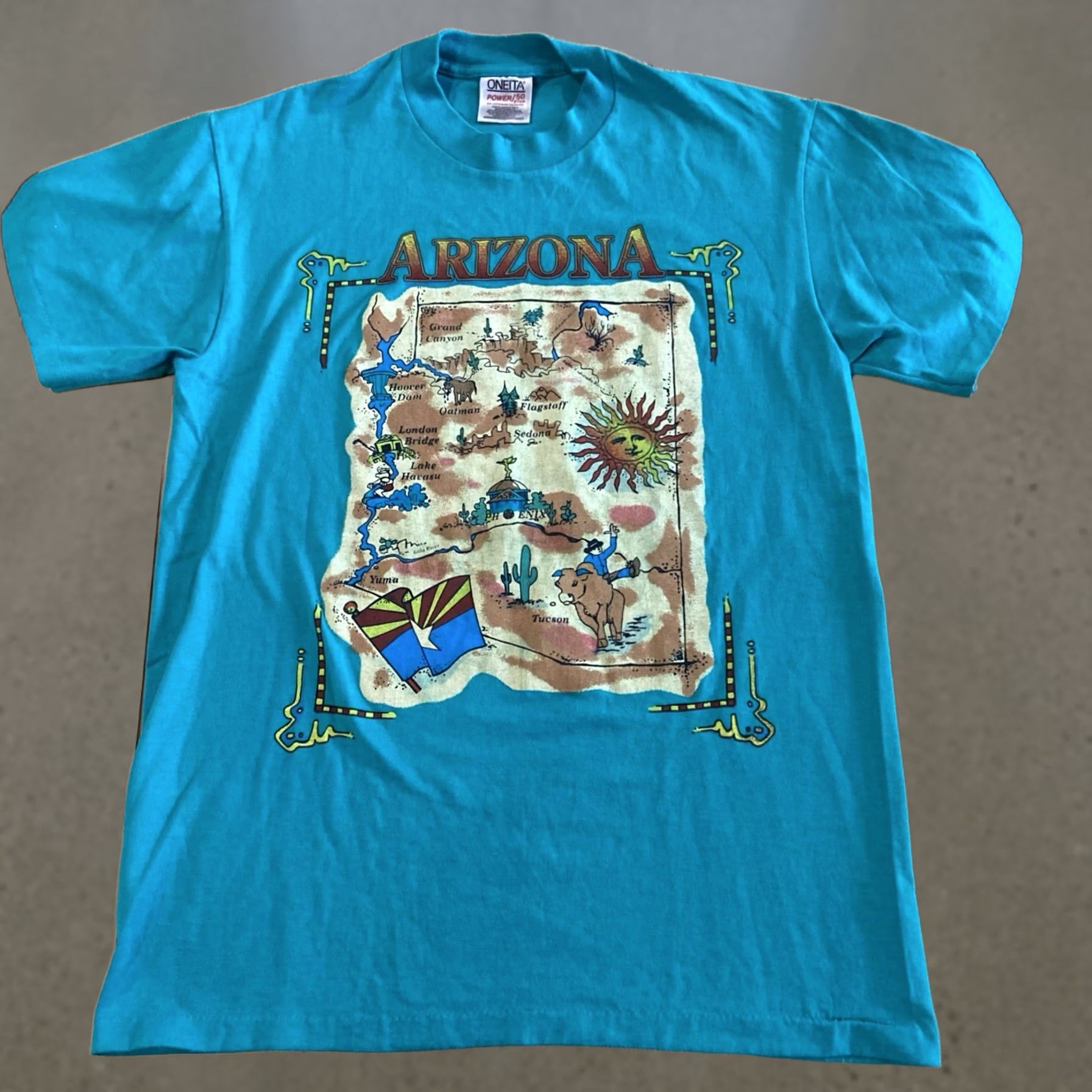 Vintage VINTAGE Arizona T-Shirt Mens M Green Short Sleeve Crew Neck Stitch Logo Desert 90s? Size US M / EU 48-50 / 2 - 1 Thumbnail