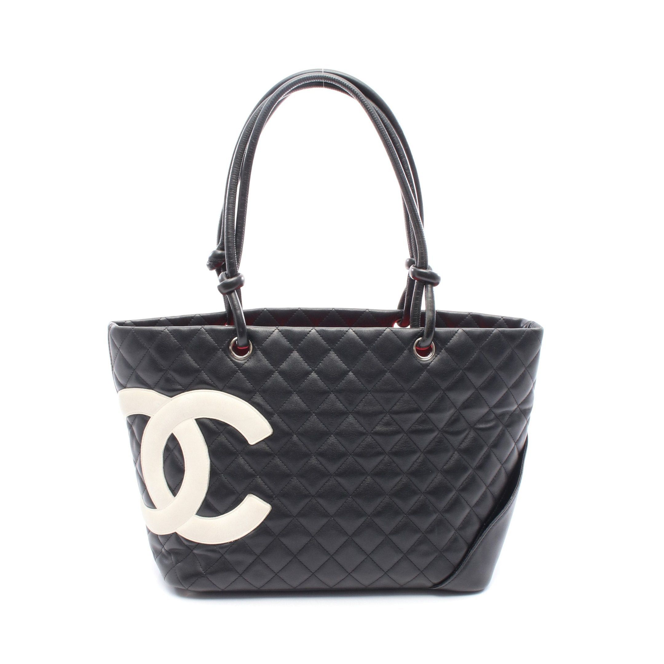 Chanel Chanel Cambon Line Large Shoulder Bag Tote Lambskin Black White Silver Hardware Size ONE SIZE - 1 Thumbnail