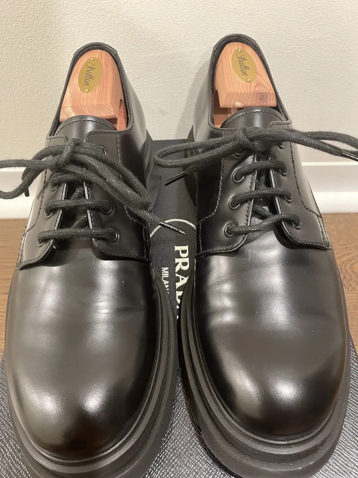 Black Leather Chunky Platform Lace-up Derbys