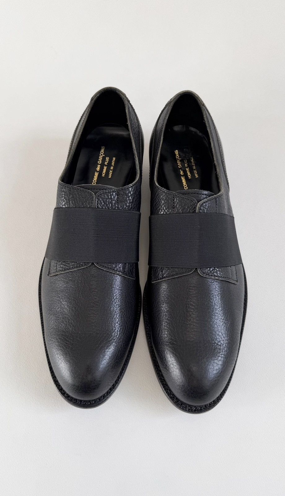 Comme des Garcons Black Leather ‘Elastic Strap’ Derby Shoes Size US 9 / EU 42 - 1 Thumbnail