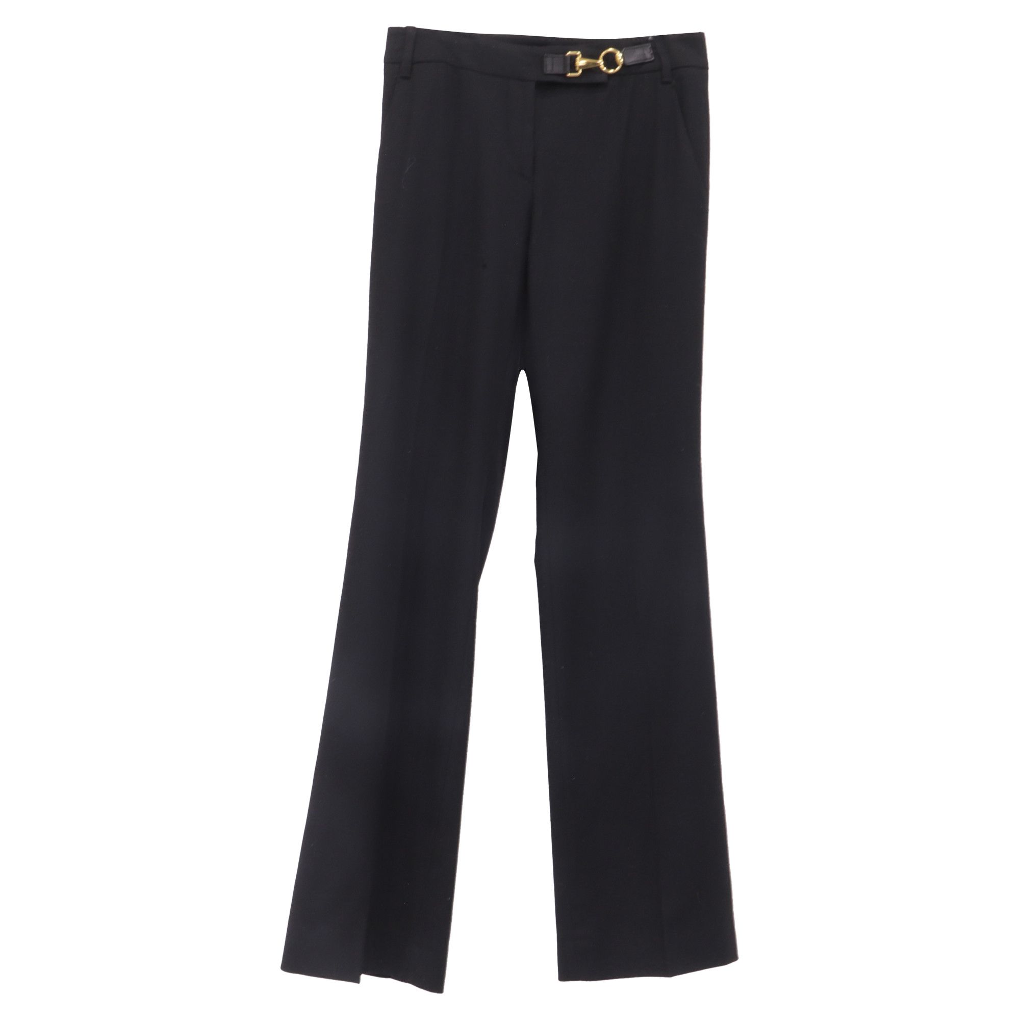 Gucci Gucci Horsebit Closure Straight-Leg Trousers in Black Wool Size 25" / US 0 / IT 36 - 1 Thumbnail