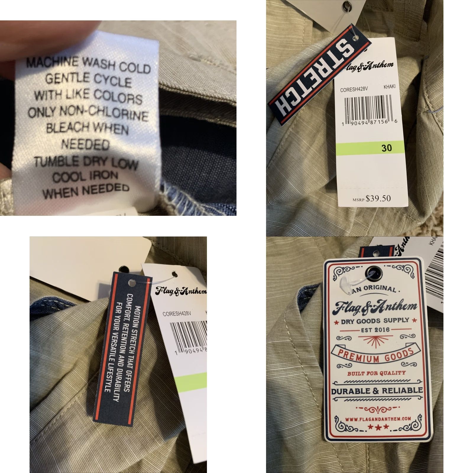 Flag & Anthem Flag & Anthem Mens 30 Khaki Chino Shorts Lightweight Core Stretch BB NWT Size US 30 / EU 46 - 8 Thumbnail