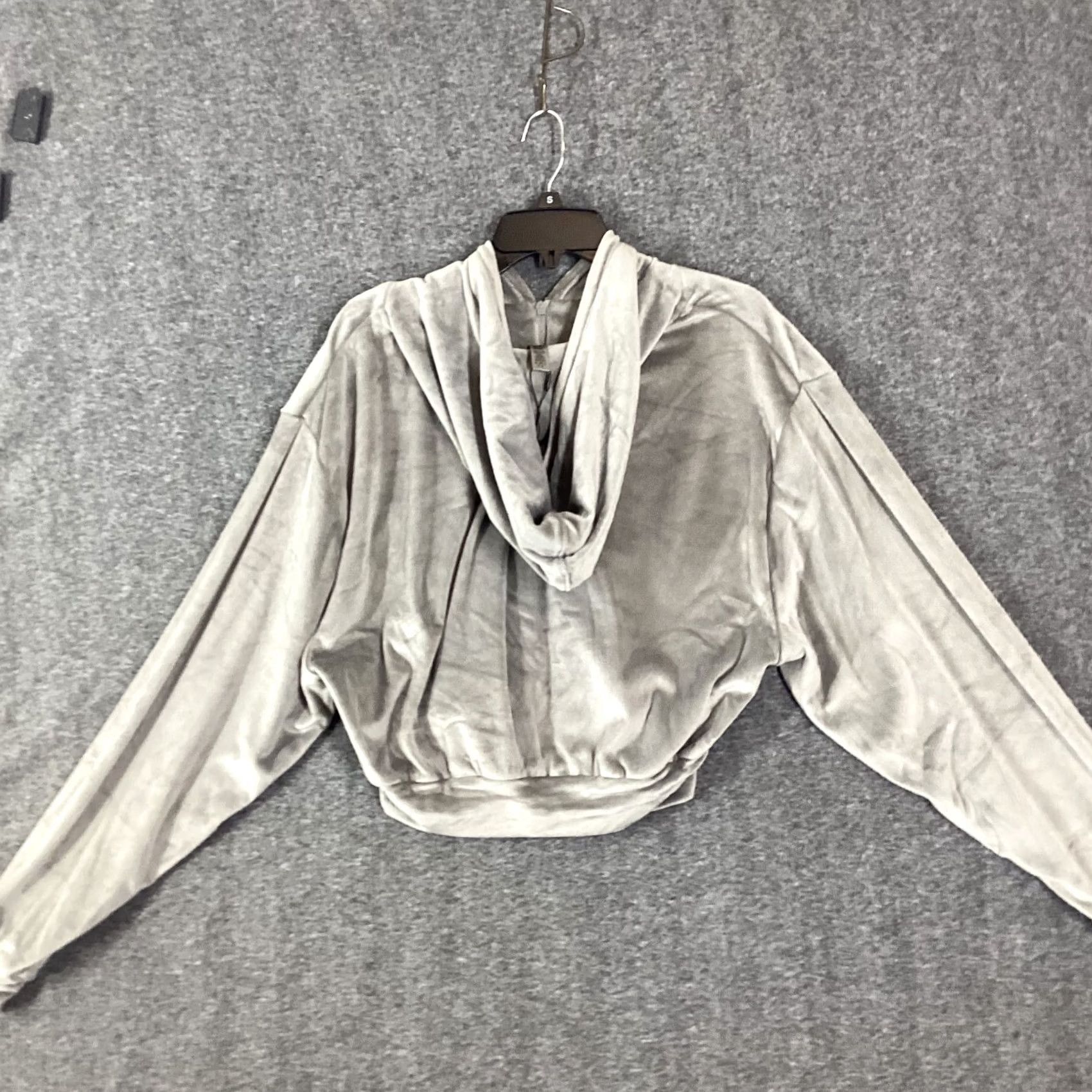 SKIMS Skims Velour Hoodie Cropped Zip Up Women XL Gray/ Honey Grey Zipper Full Zip Hooded Pockets Lounge Casual Activewear Size XL / US 12-14 / IT 48-50 - 2 Thumbnail