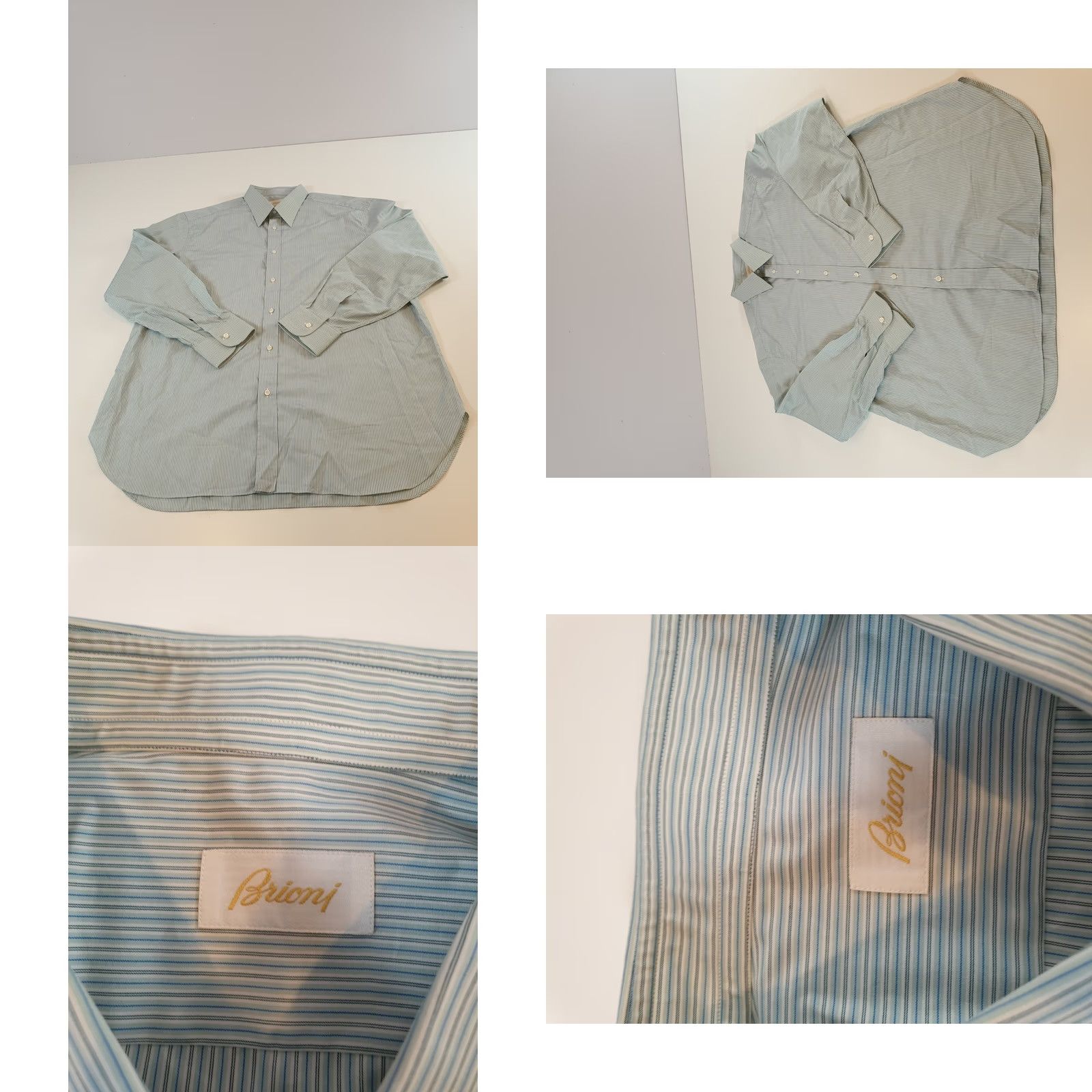 Brioni Brioni Shirt Mens 2XL Striped Button Up Dress Shirt Italy Made In Italy Blue Size 48R - 9 Thumbnail