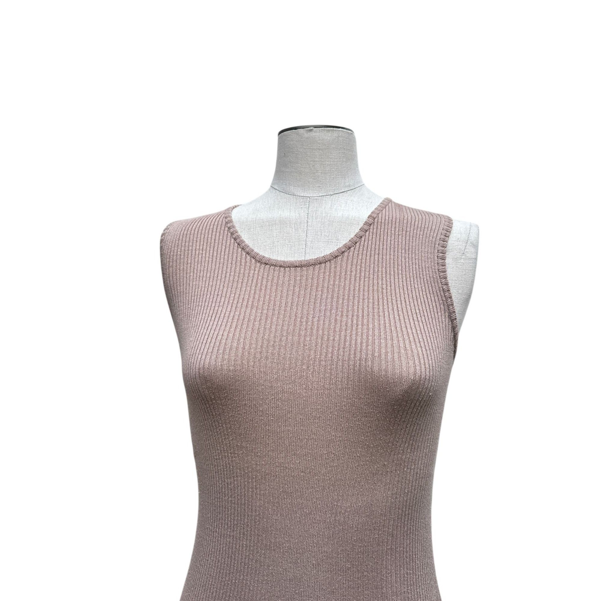 Miu Miu 2000s Brown Cotton Sleeveless Ribbed Knit Top Size S / US 4 / IT 40 - 2 Thumbnail