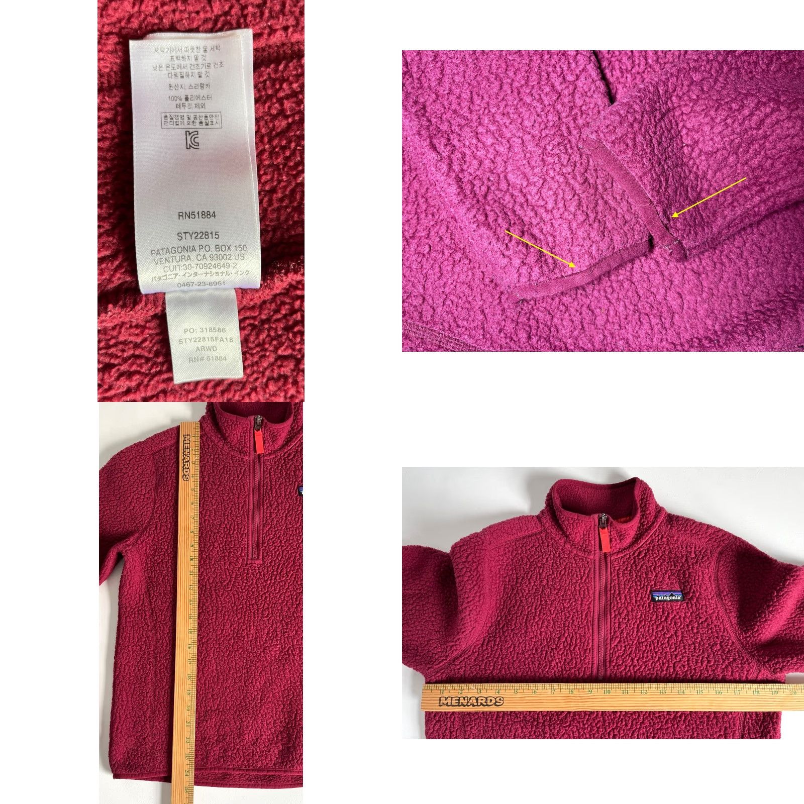 Patagonia VINTAGE Women's Patagonia Retro Pile 1/4 Zip Pullover Arrow Red 22815 Sz M Size M / US 6-8 / IT 42-44 - 9 Thumbnail